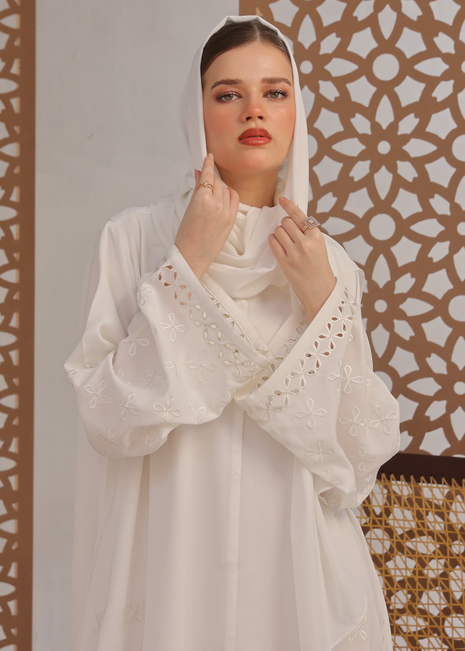 nidha Abaya in White