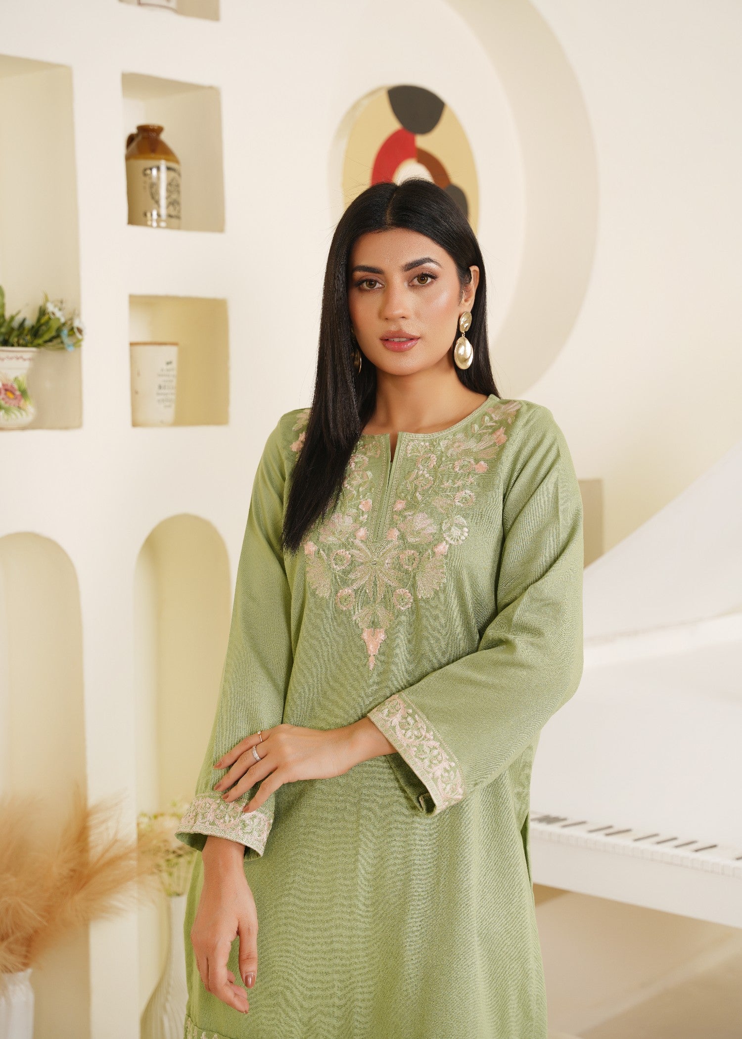 karandi Kurta Set in Mint green
