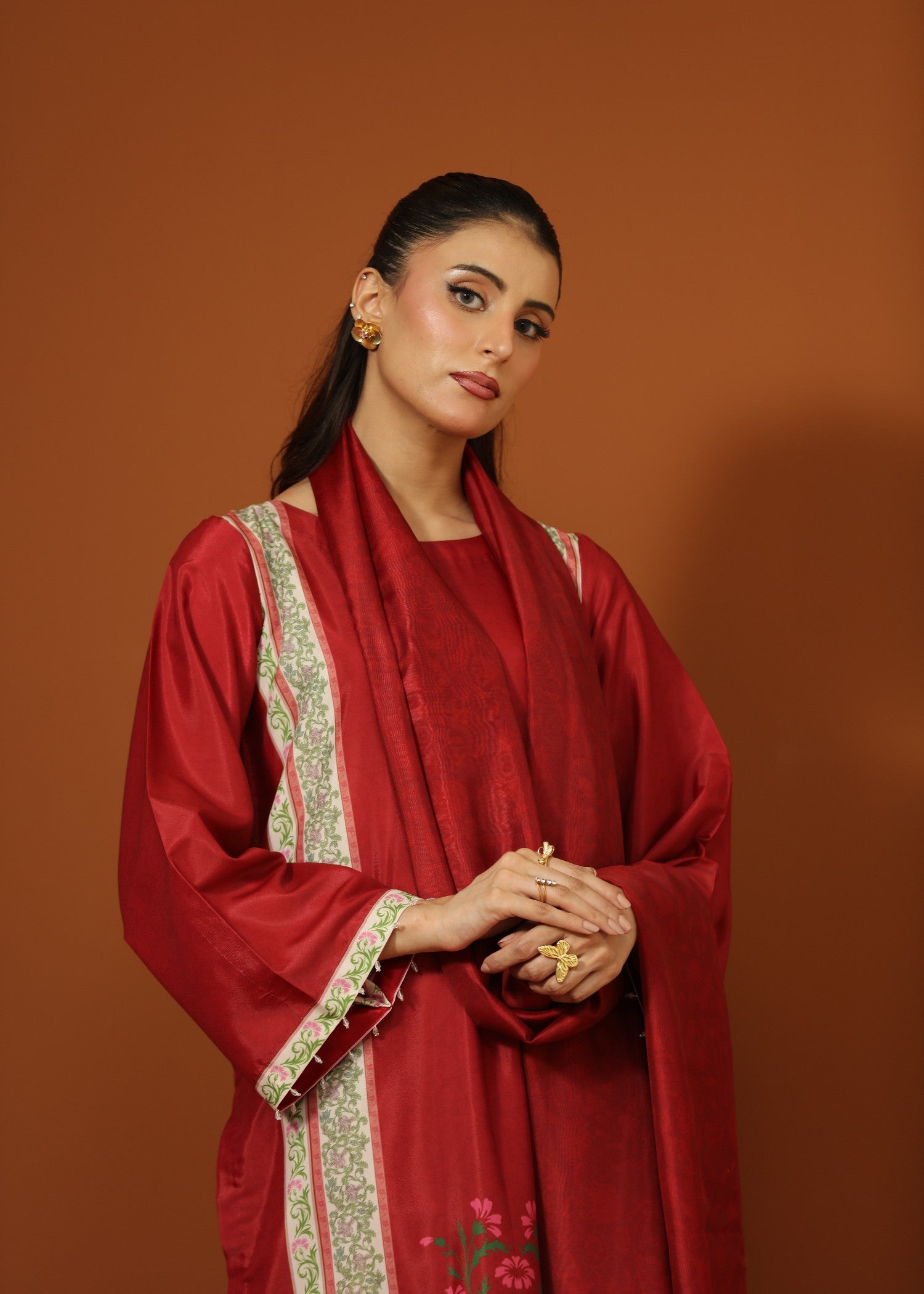 crepe silk Kurta Set in Berry red