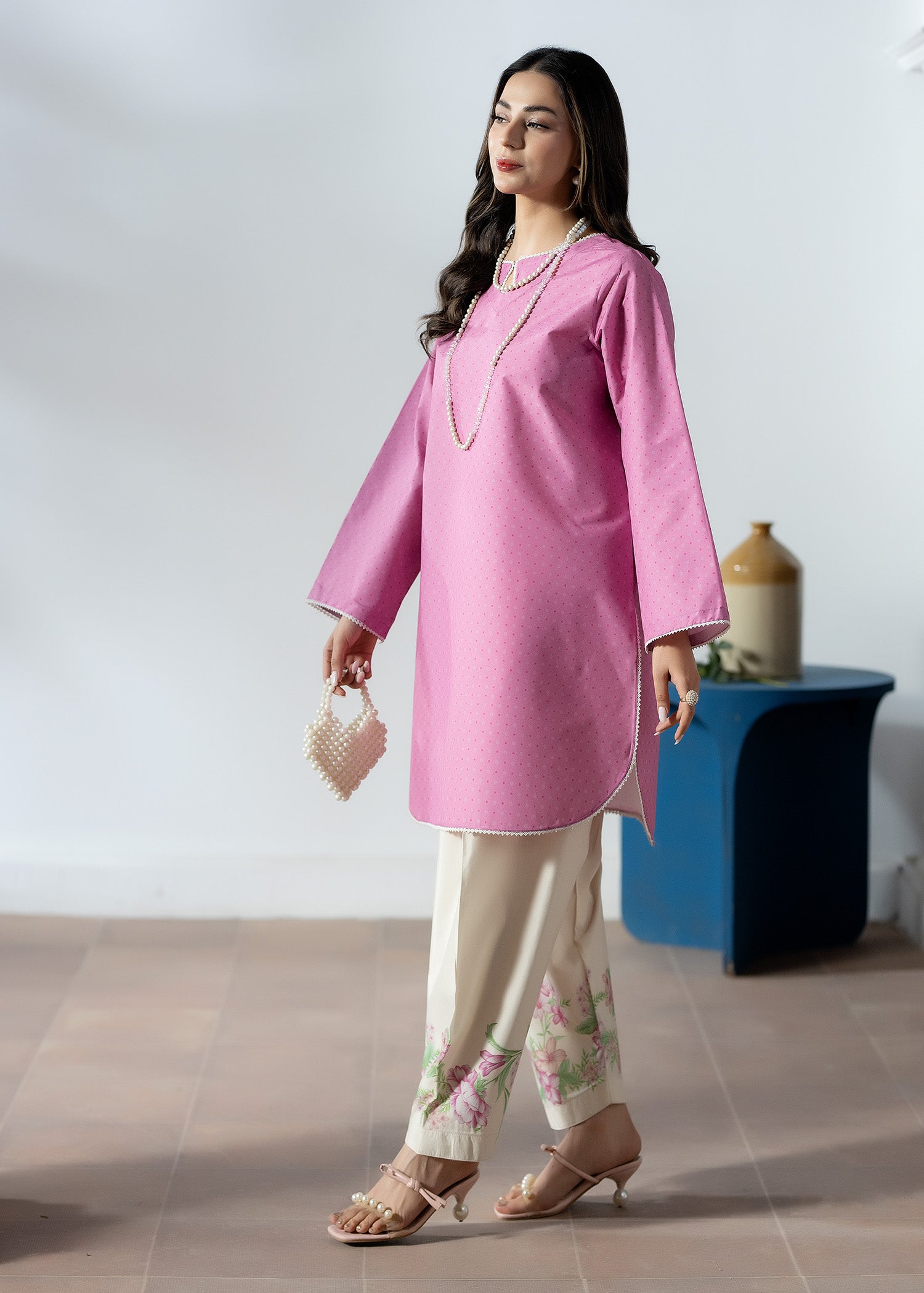 silk grip Kurta Set in Pink