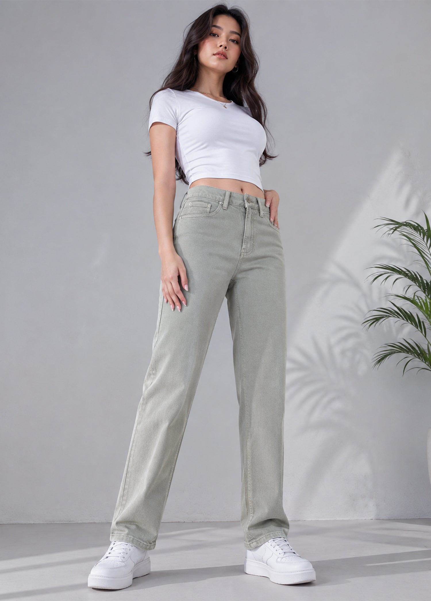 denim Jeans in Sage green
