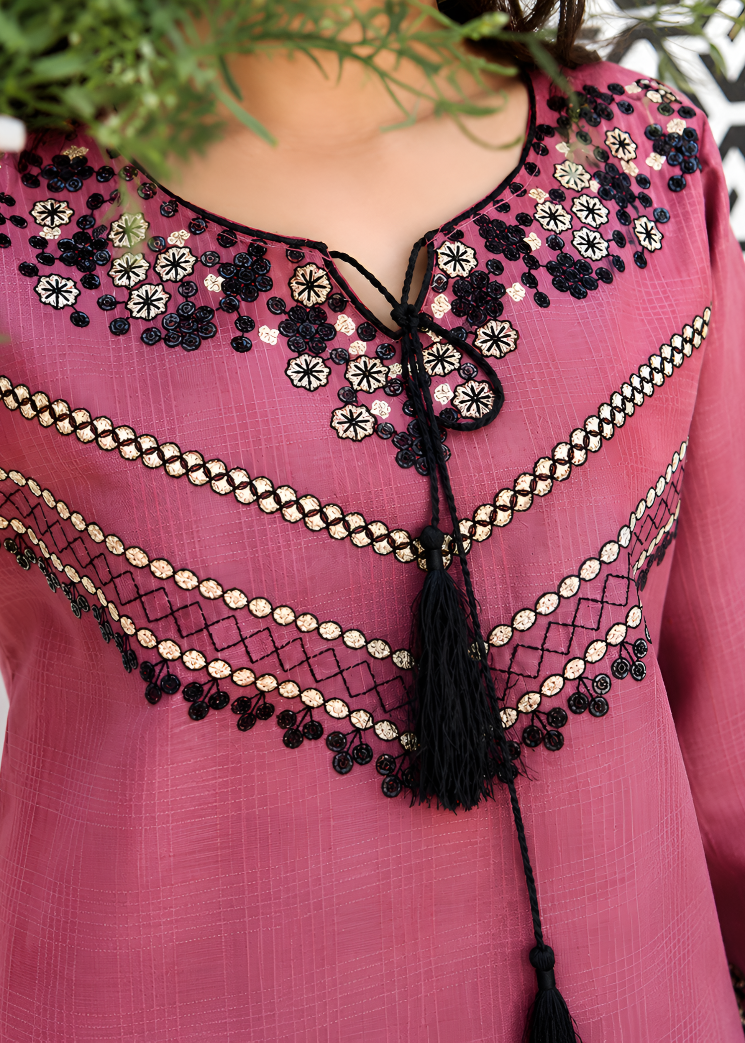 cotton dobby Kurta Set in Rose pink
