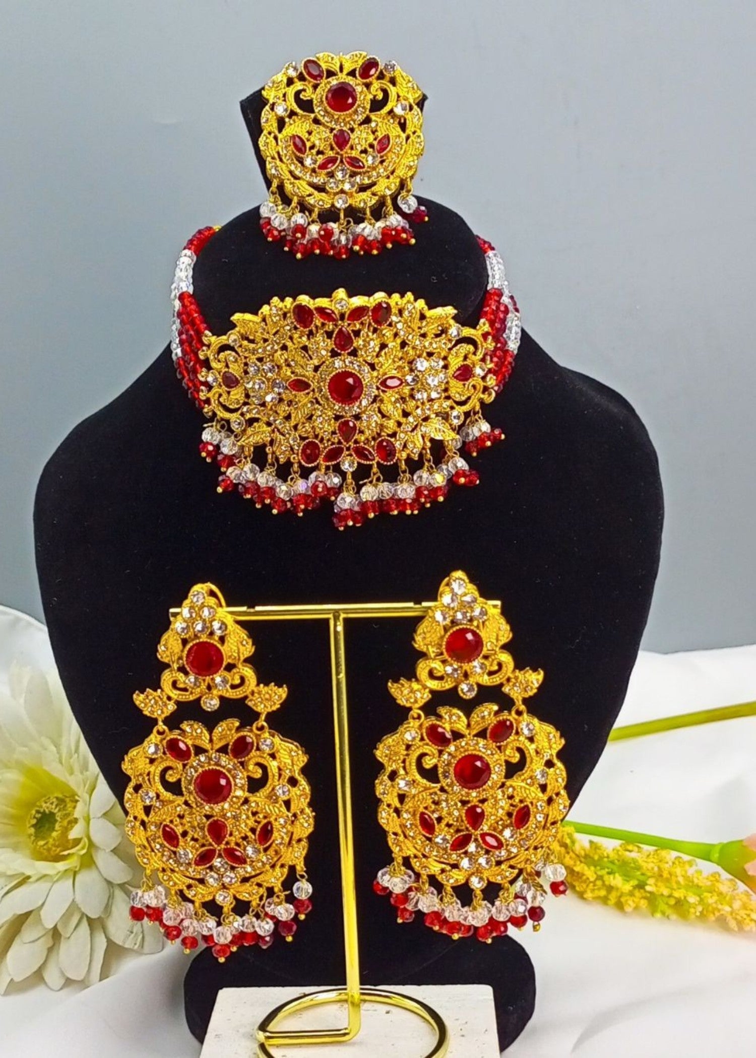 Choker in Ruby red Color by - Trendy Women Choker KUV0240
