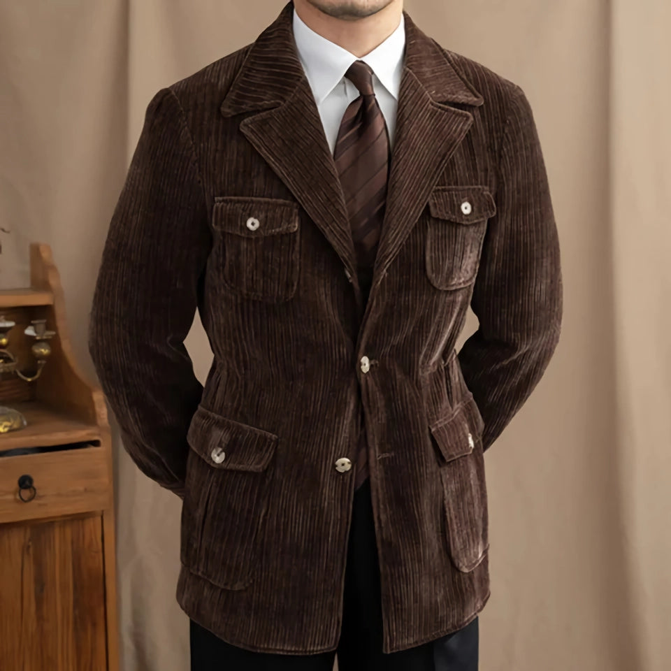 Top Quality Corduroy Trench Coat for Men - Slim Fit, Vintage Style
