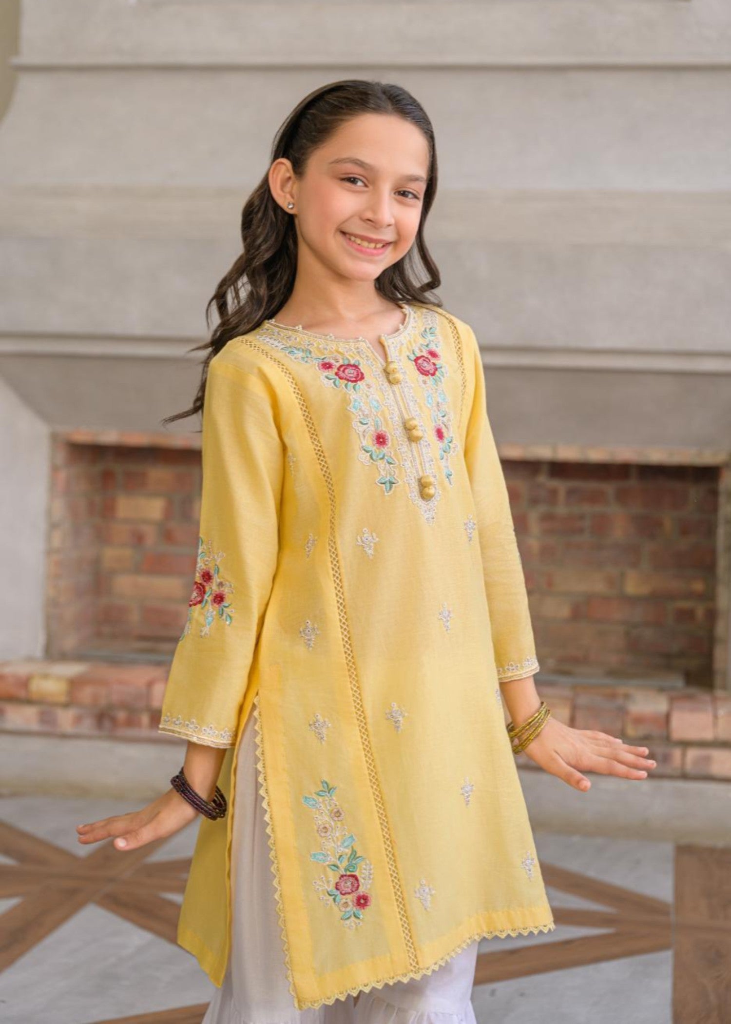 lawn Gharara in Lemon