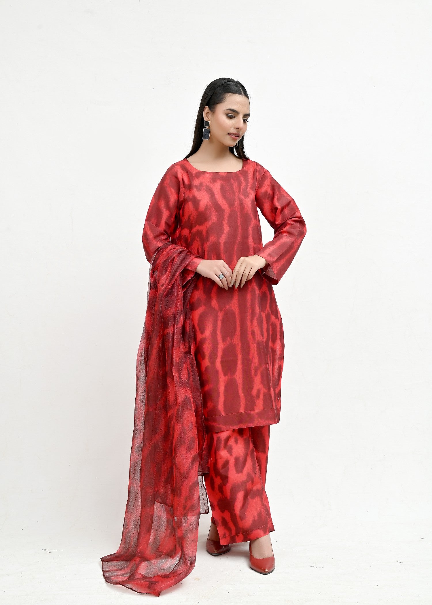 pk raw silk Kurta Set in Blood red