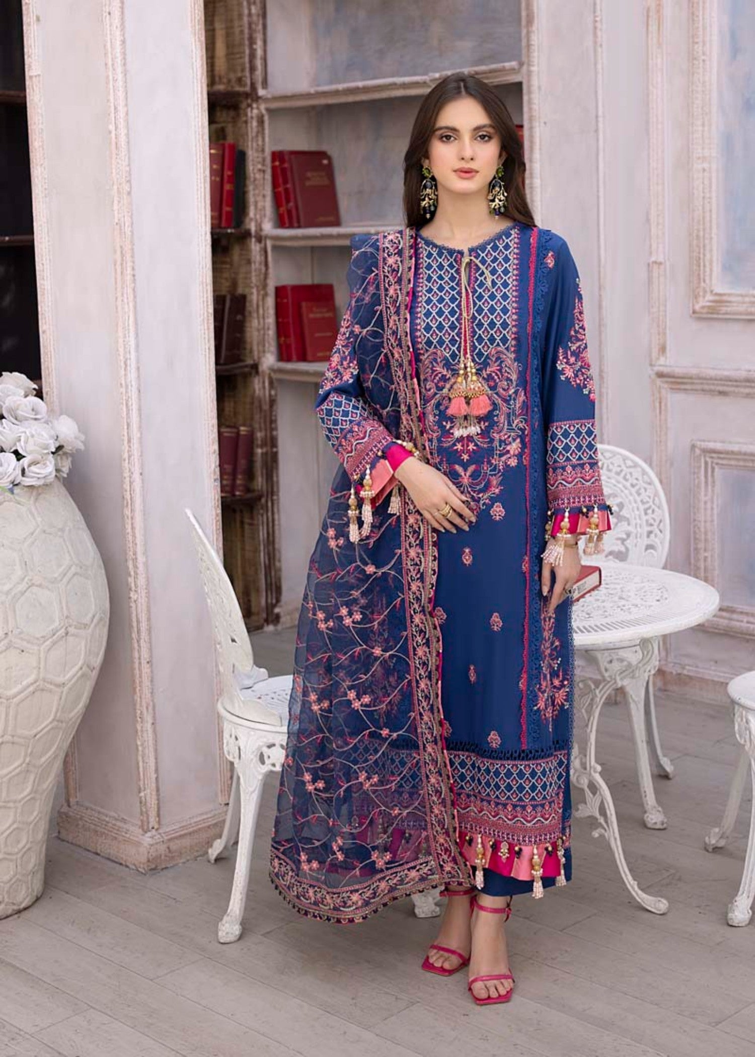 lawn Unstitched in Dark blue