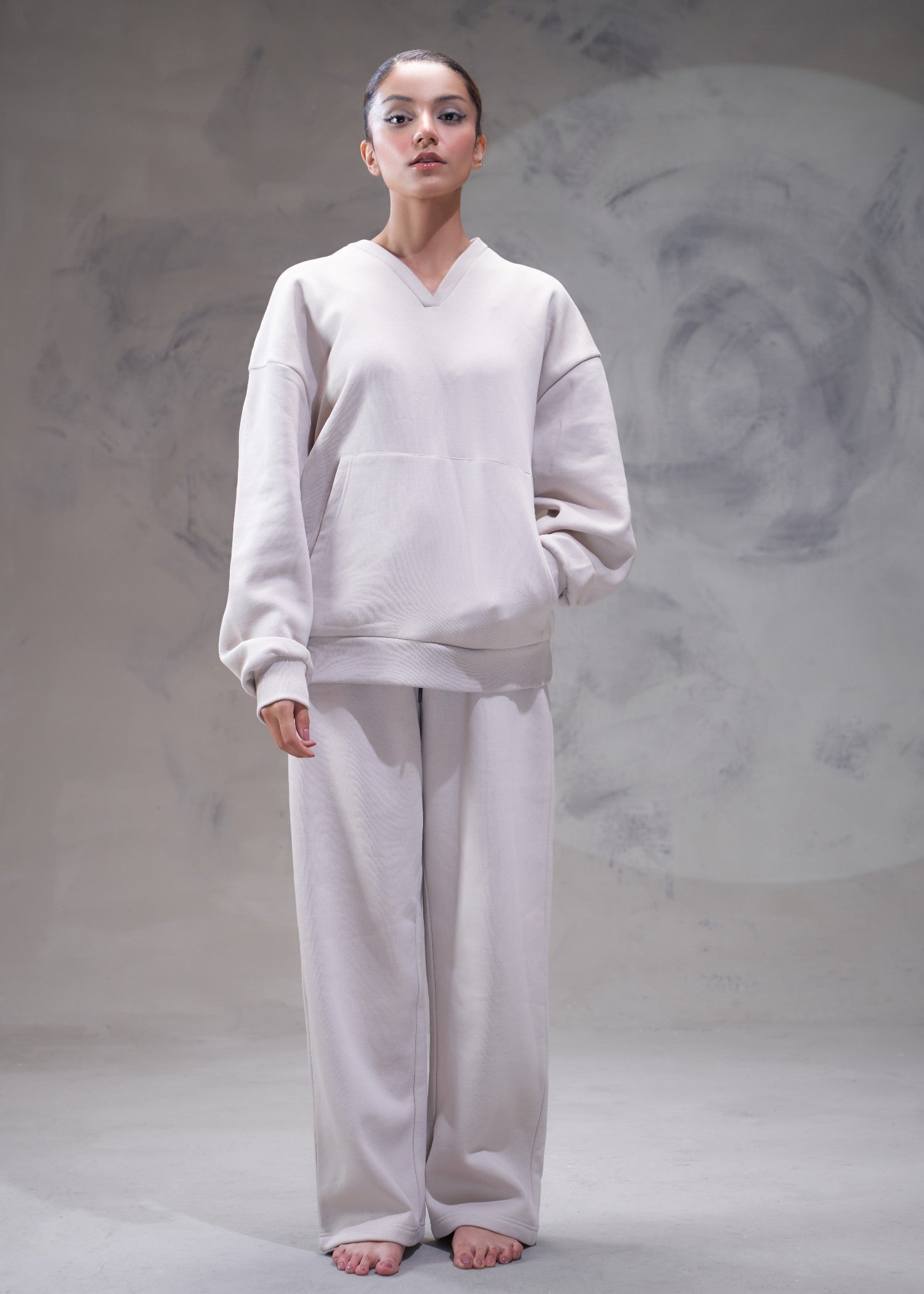 fleece Co Ord Sets in White smoke