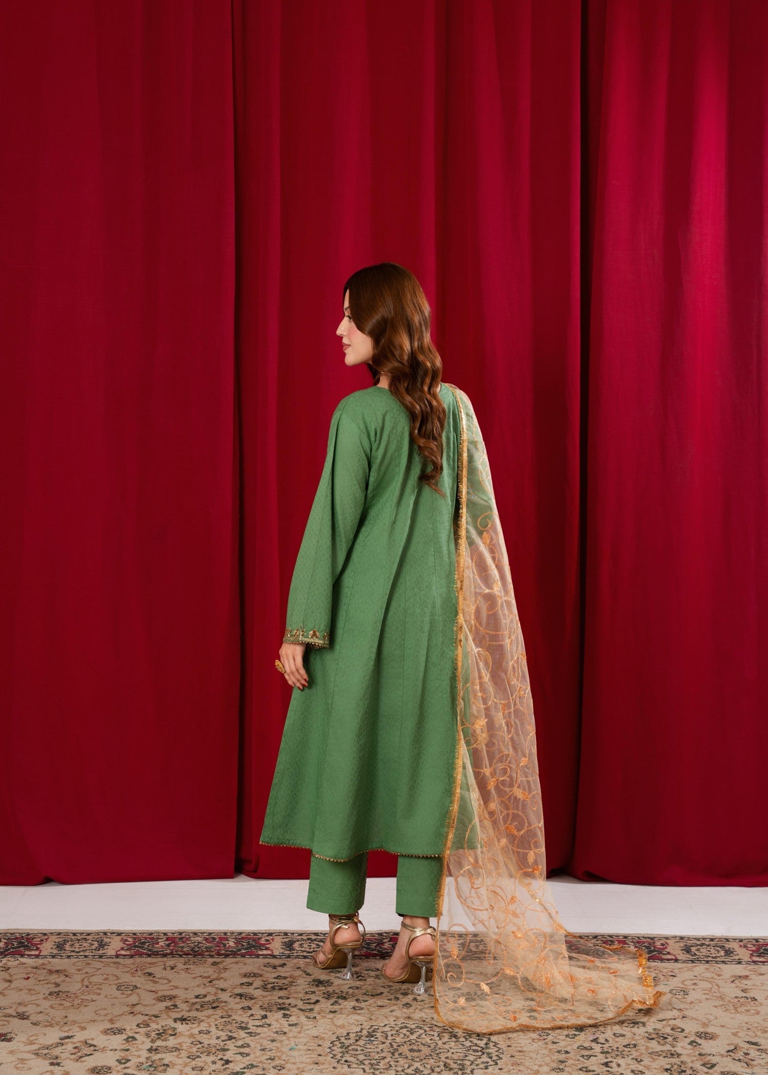 cotton Pishwas in Sea green