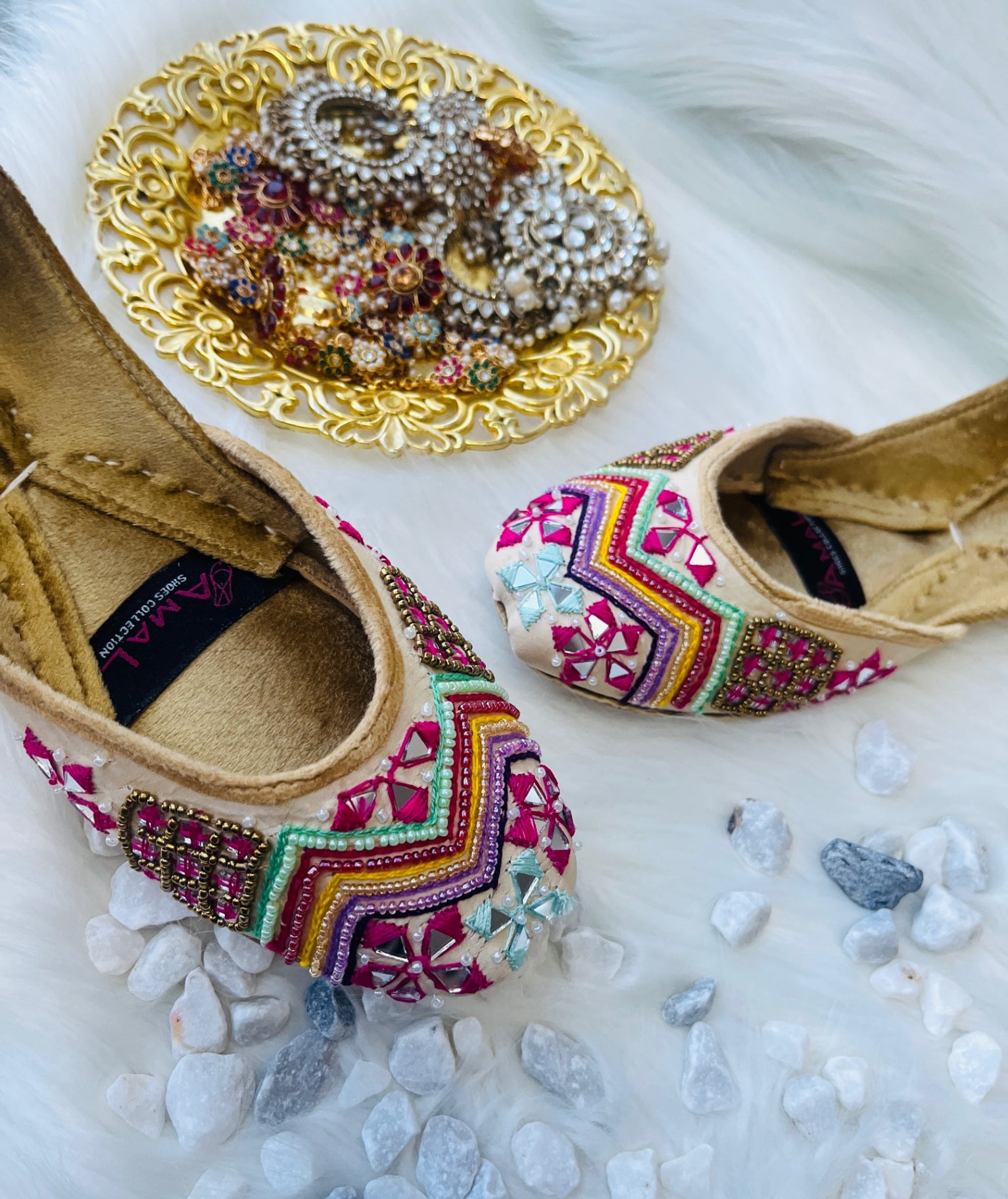Khussa in Beige by - High Quality Women Khussa IMW3188