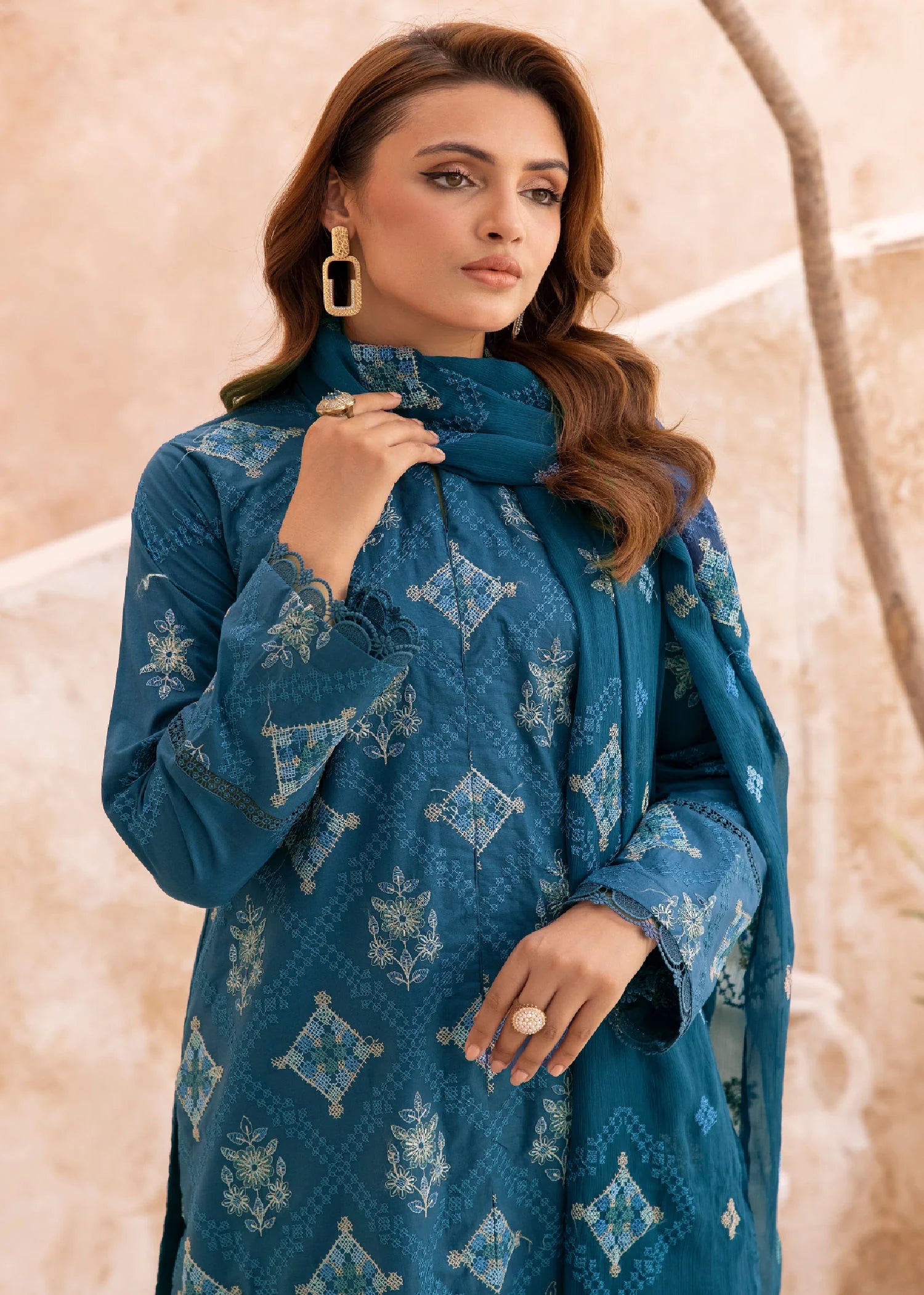 lawn Kurta Set in Blue
