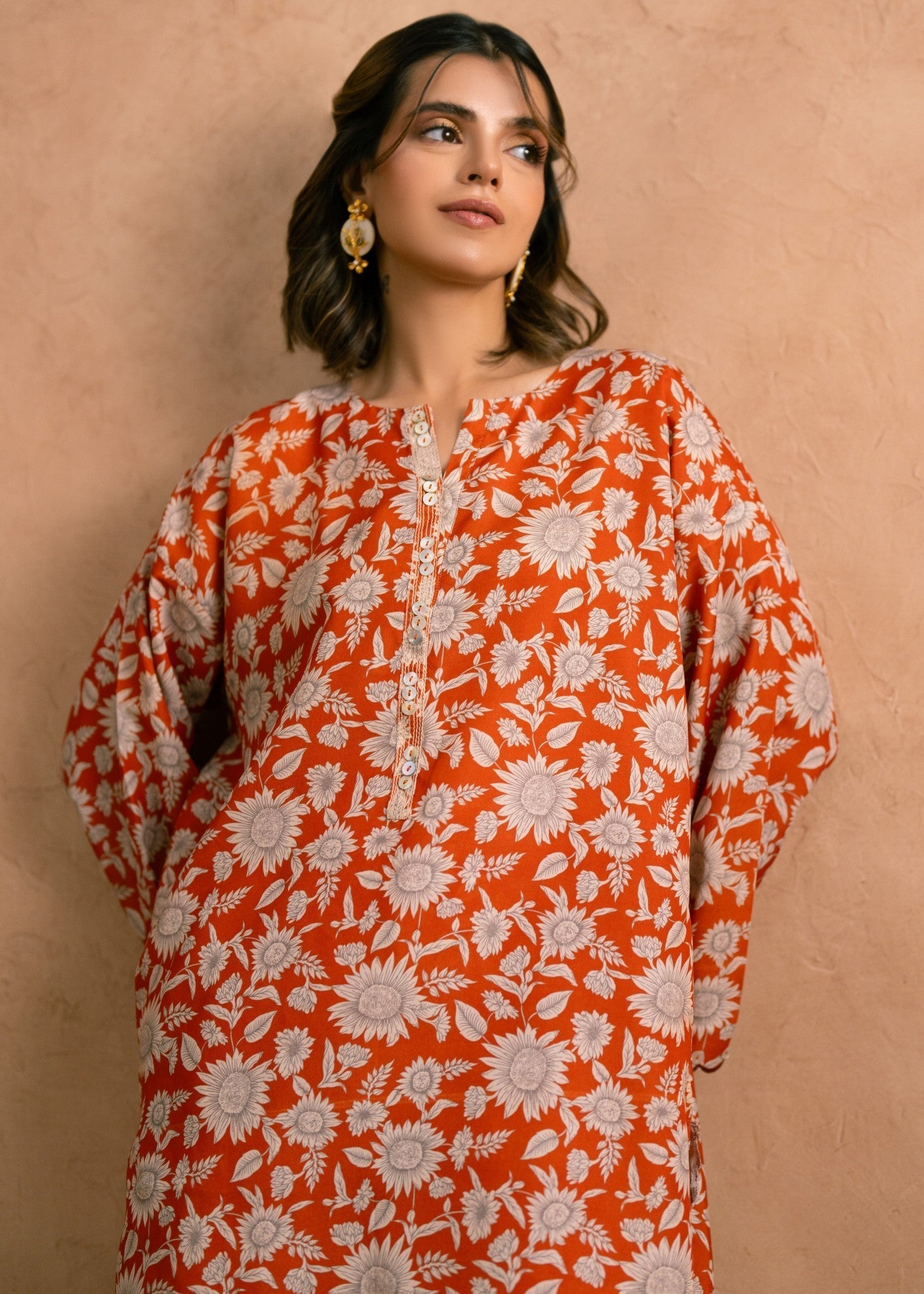 poly viscose Co Ord Sets in Orange