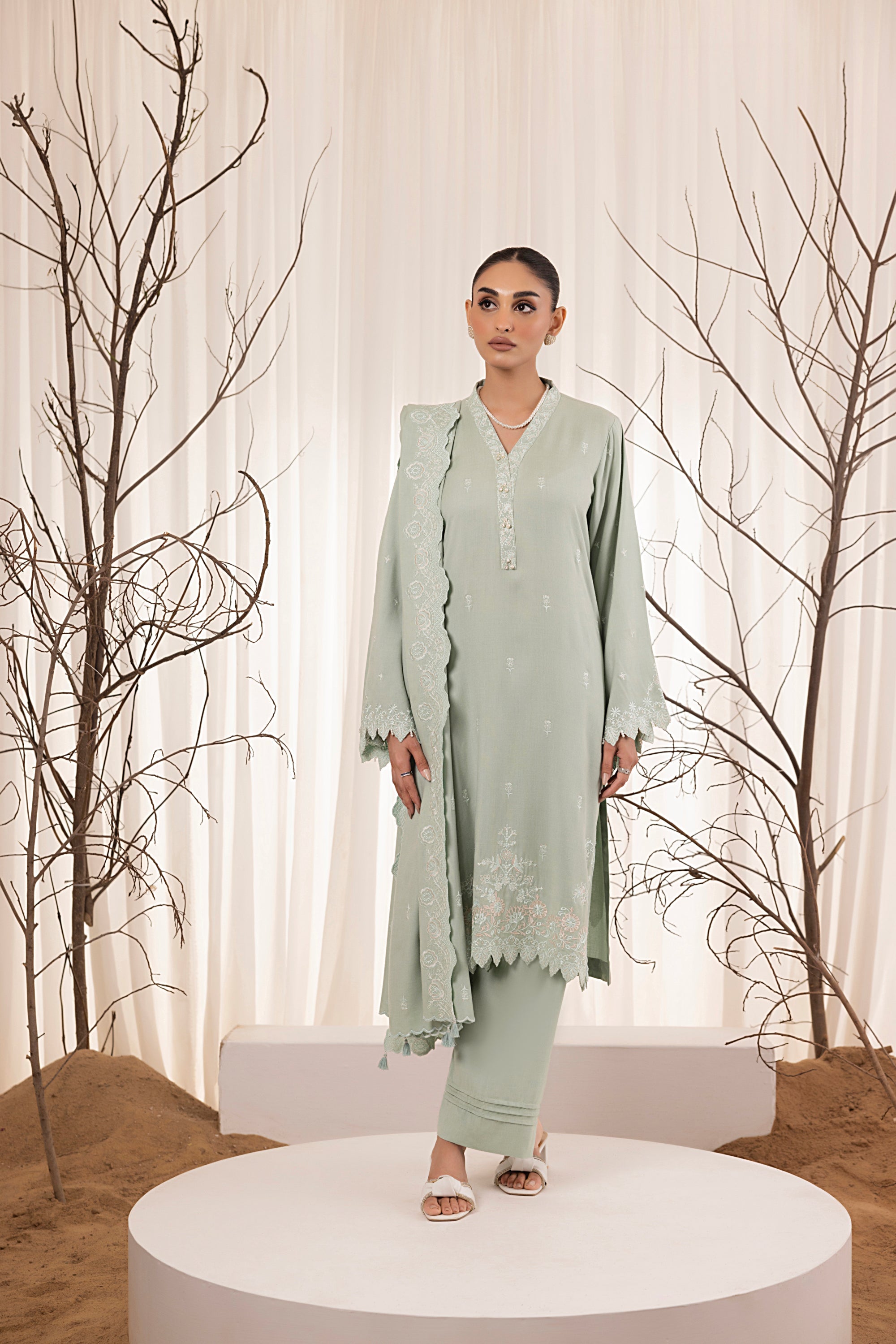 wool Unstitched in Tea green