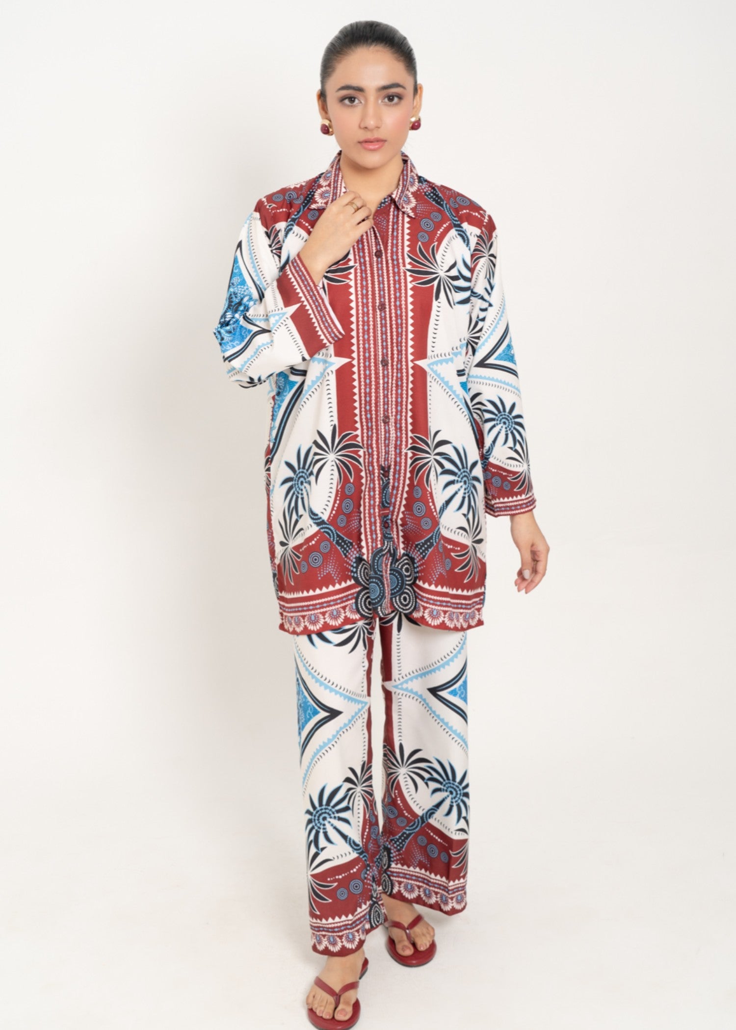 crepe Co ord Sets in Brown