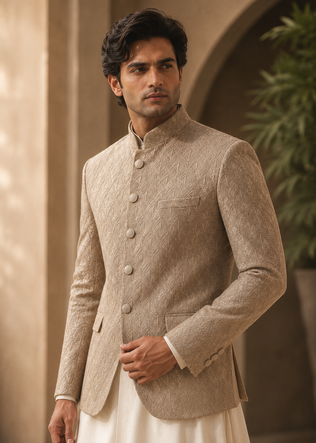 silk Prince Coat in Tan brown