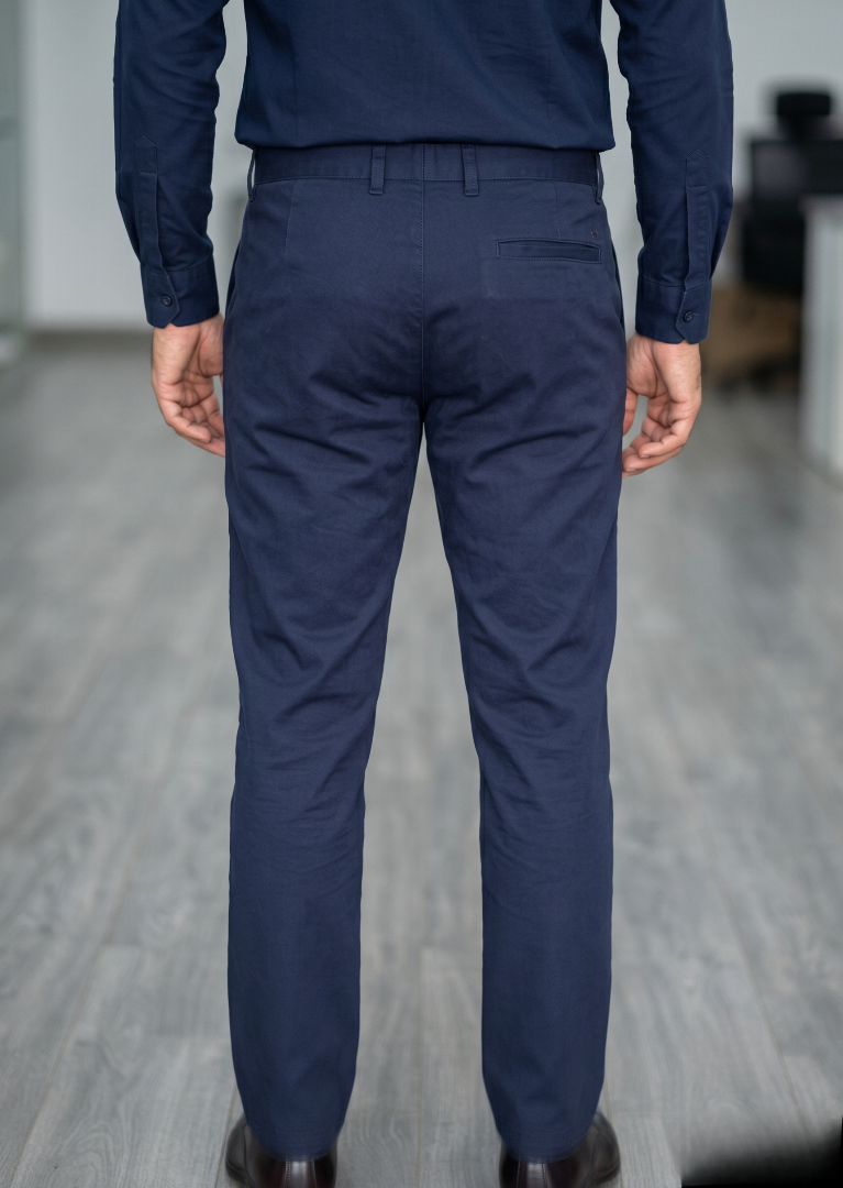 cotton satin Pants in Navy blue