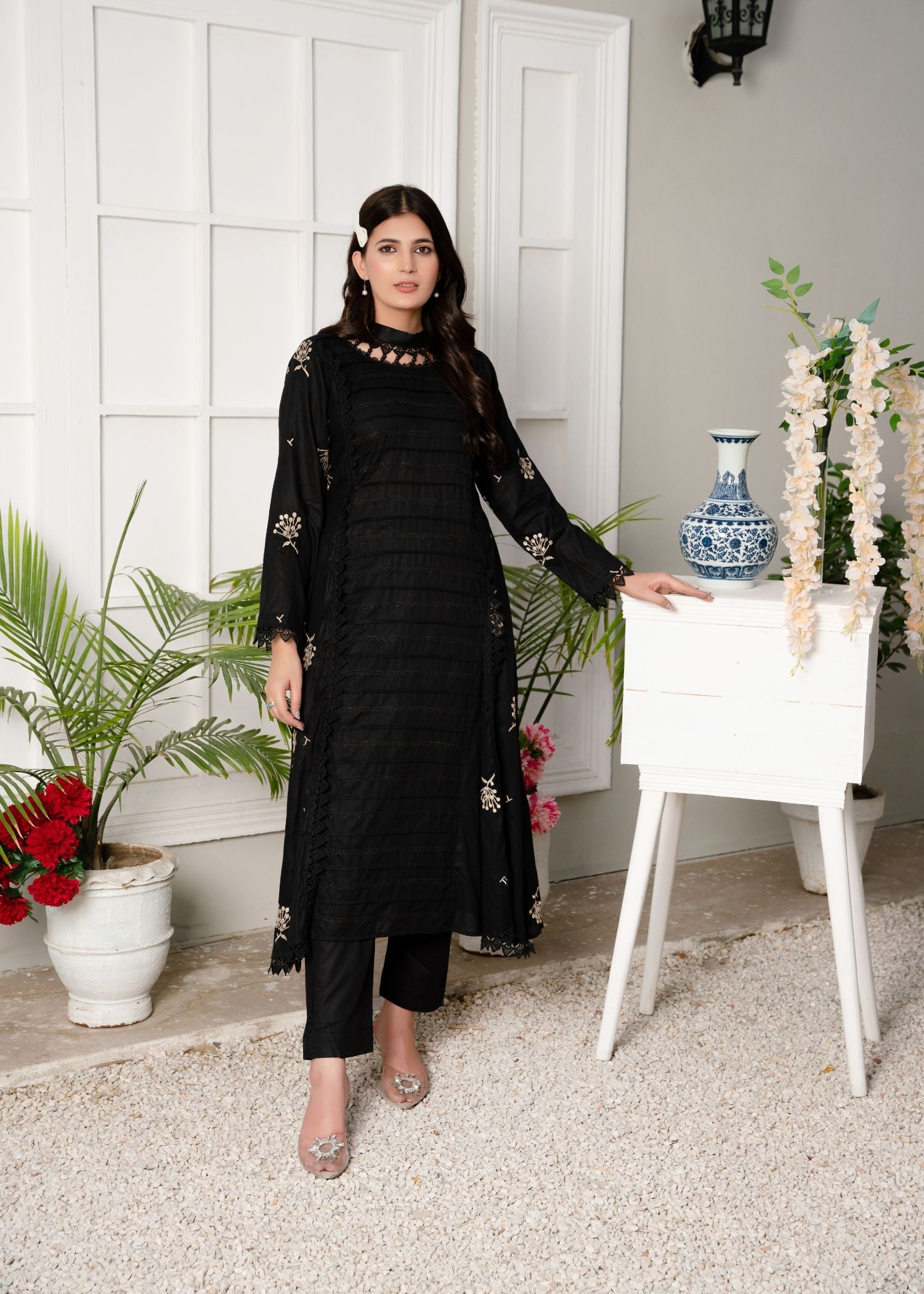 cotton Pishwas in Black