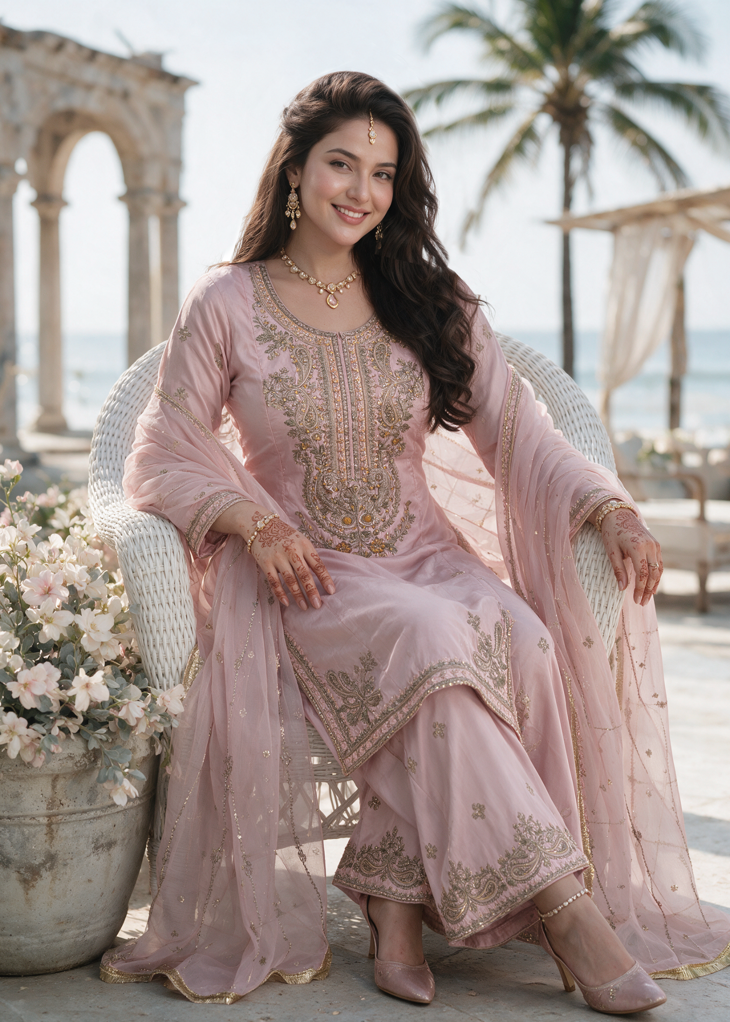 kattan silk Sharara in Pink