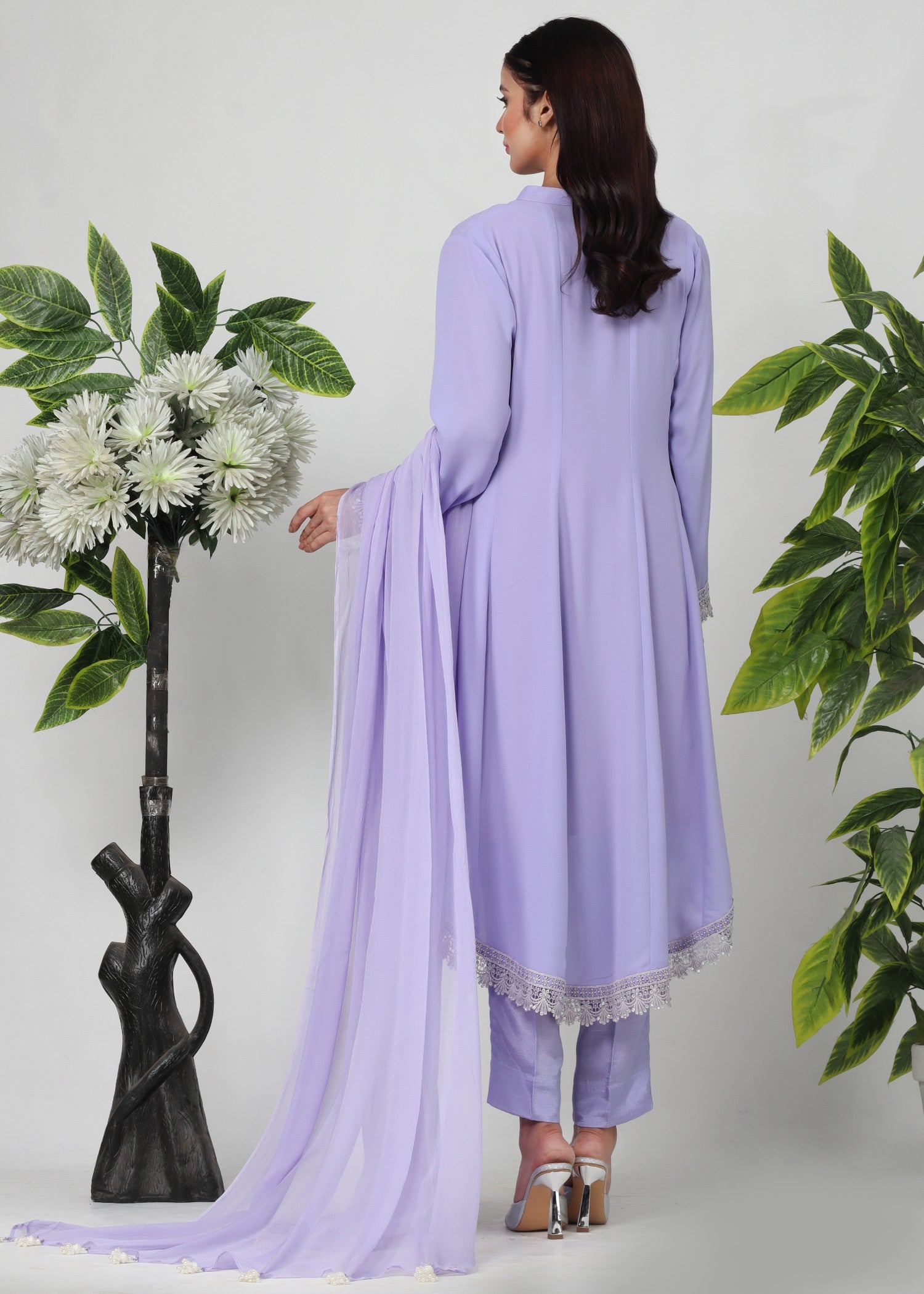 georgette chiffon Short Frock in Lavender
