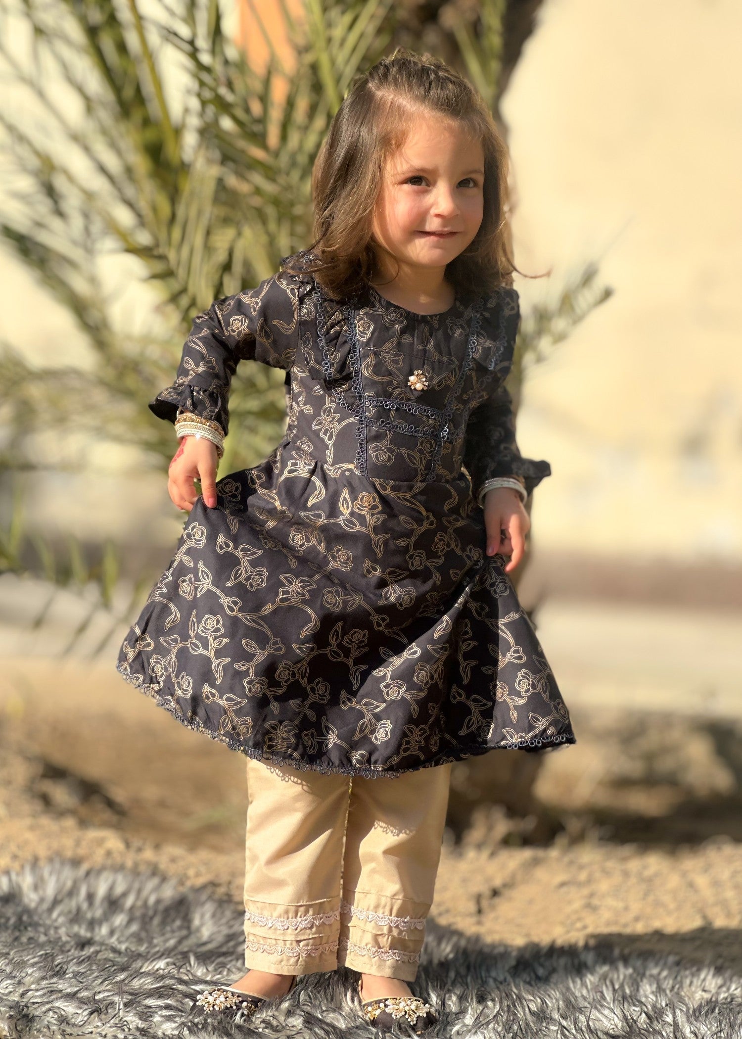 cotton Pishwas in Black