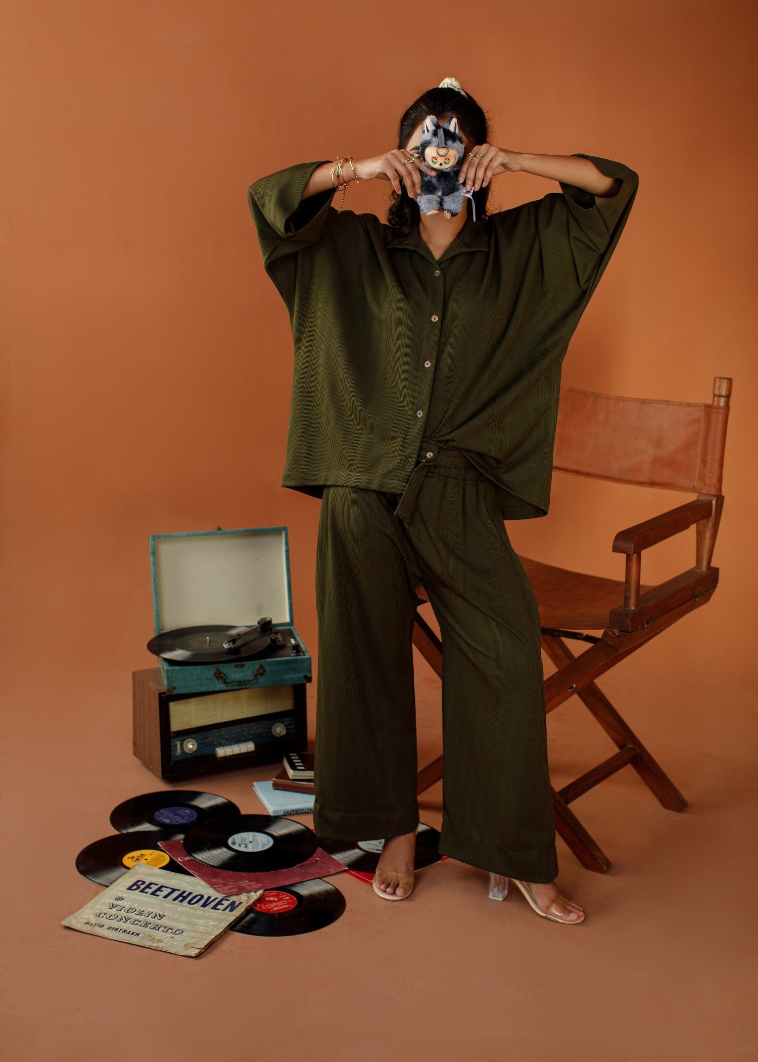jersey knit Co Ord Sets in Olive green