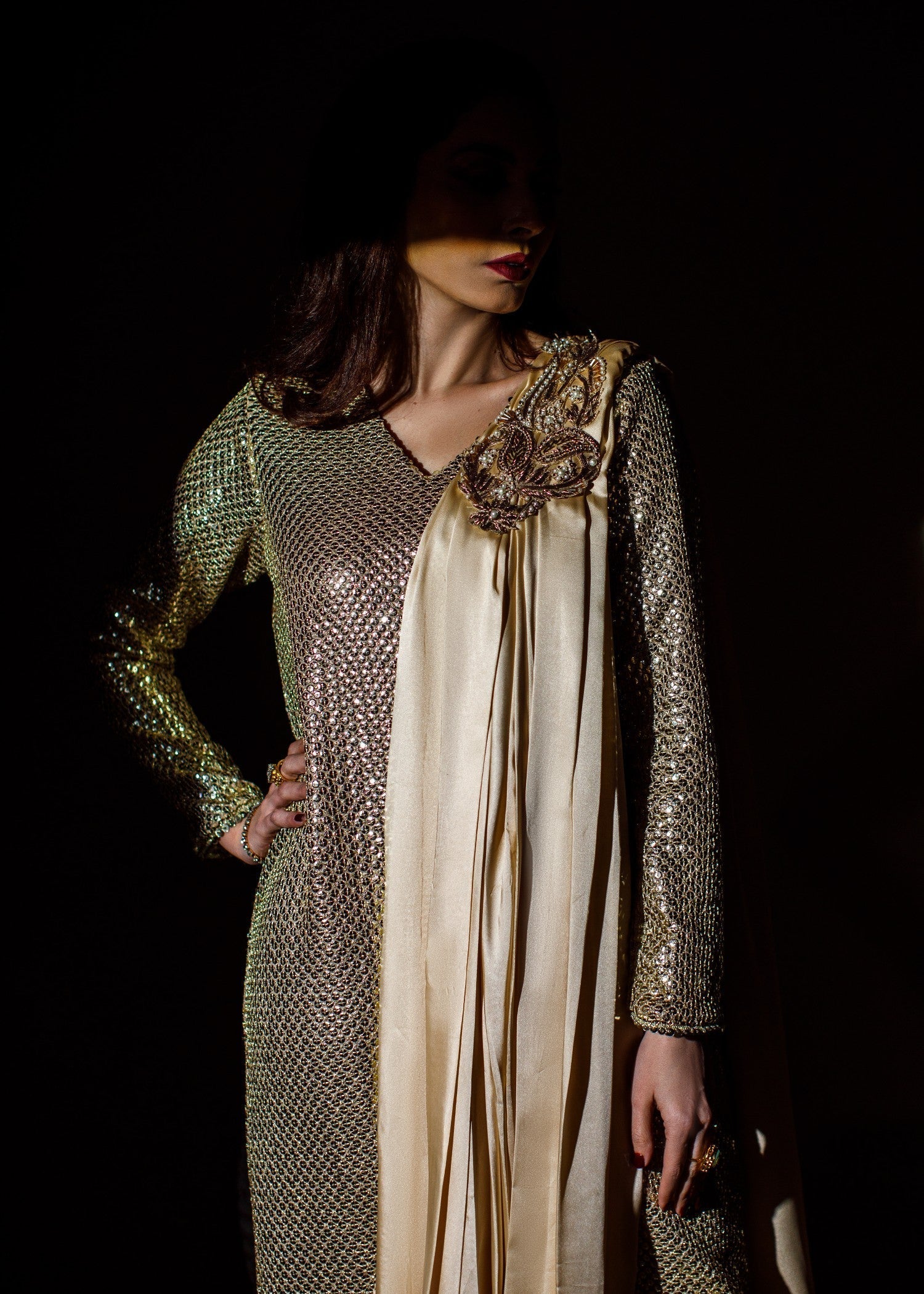 georgette Maxi in Gold