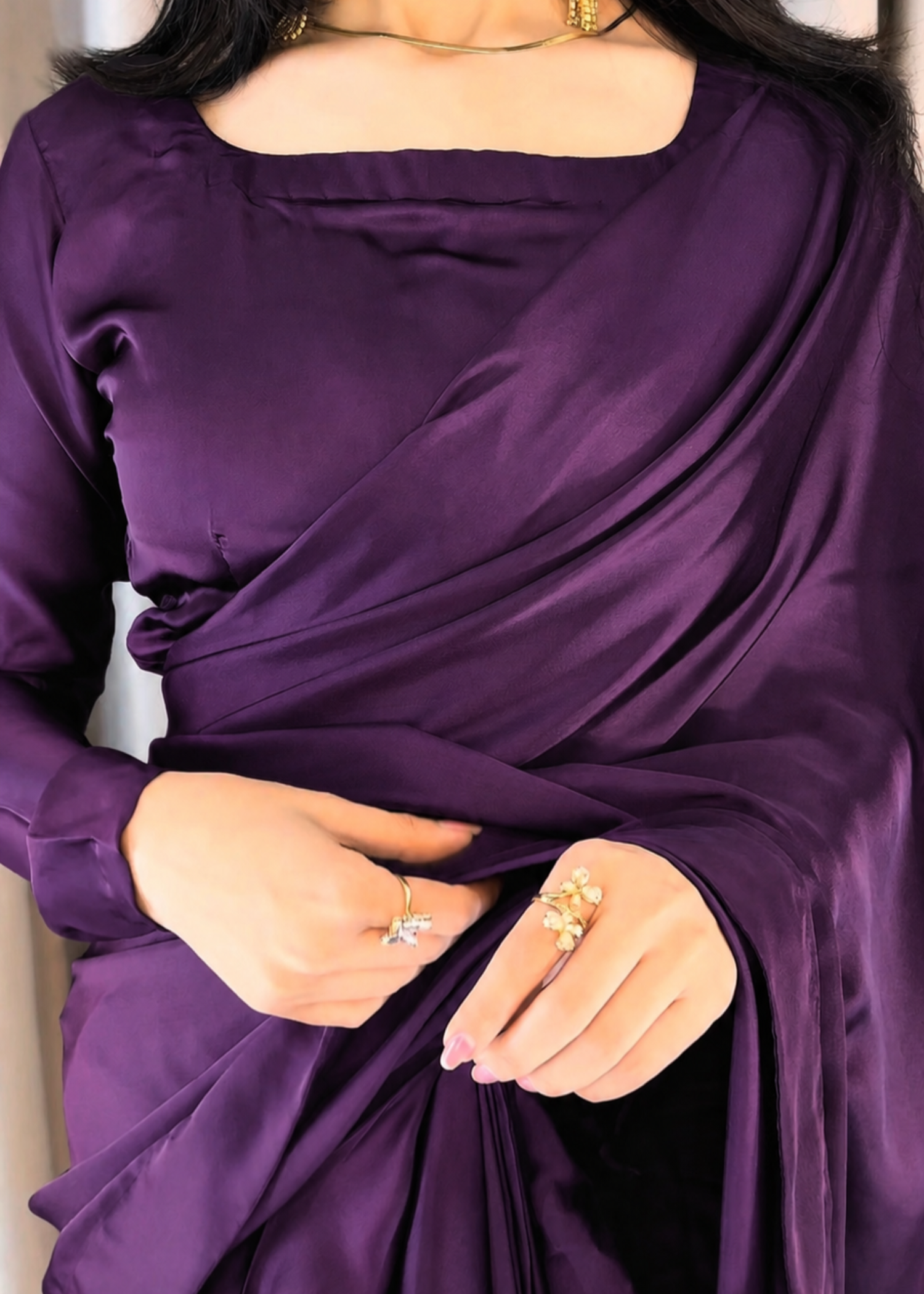 silk Saree in Plum purple