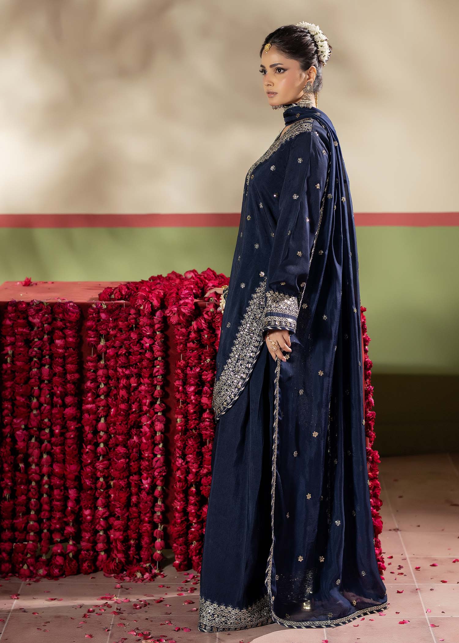 raw silk Kurta Set in Blue