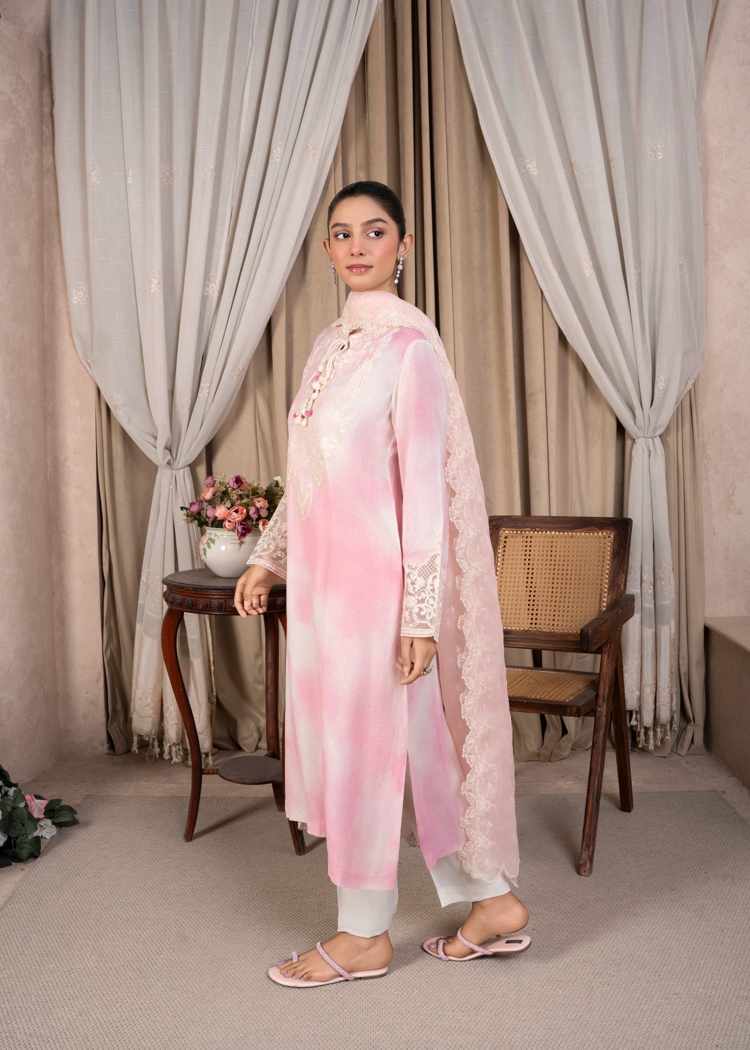 pk raw silk Kurta Set in Pink