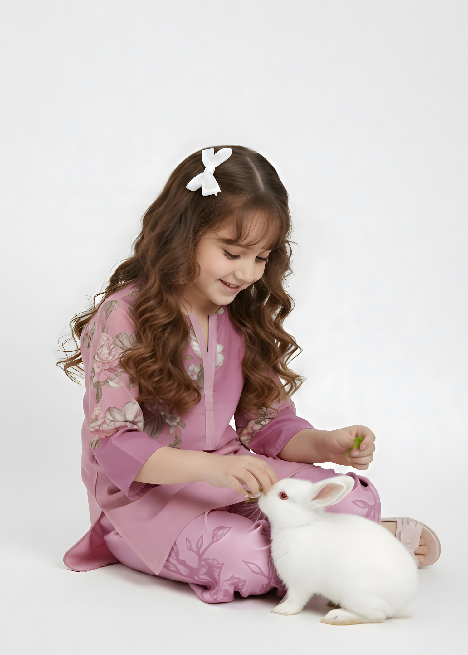 polyester crepe Kurta Set in Pink