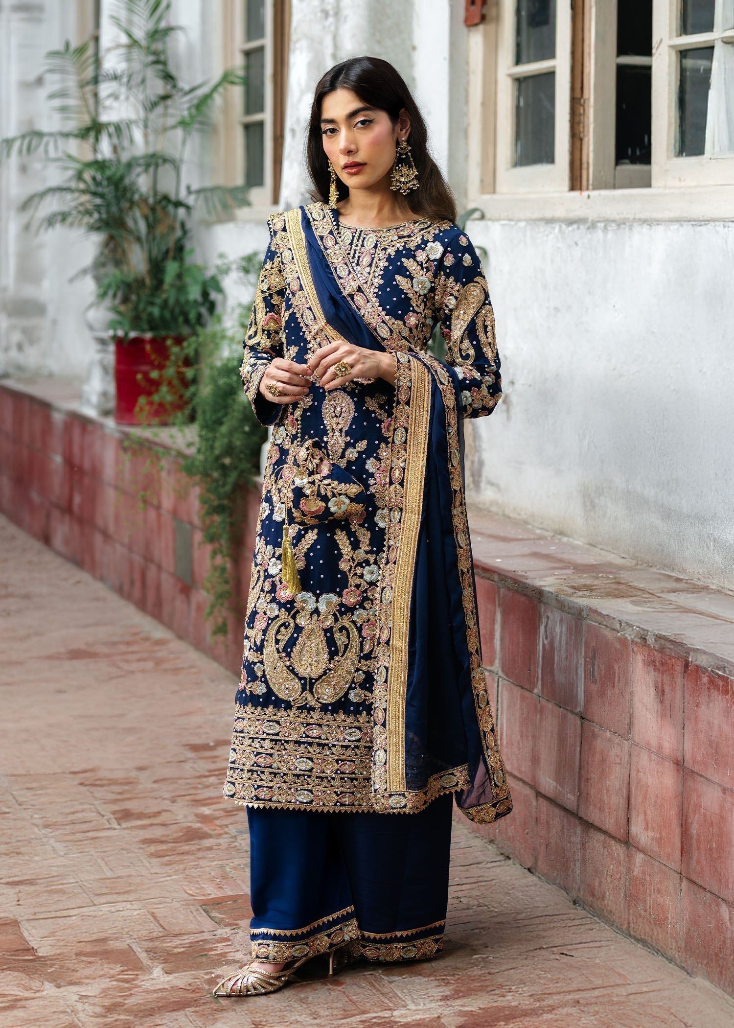 chiffon Kurta Set in Royal blue