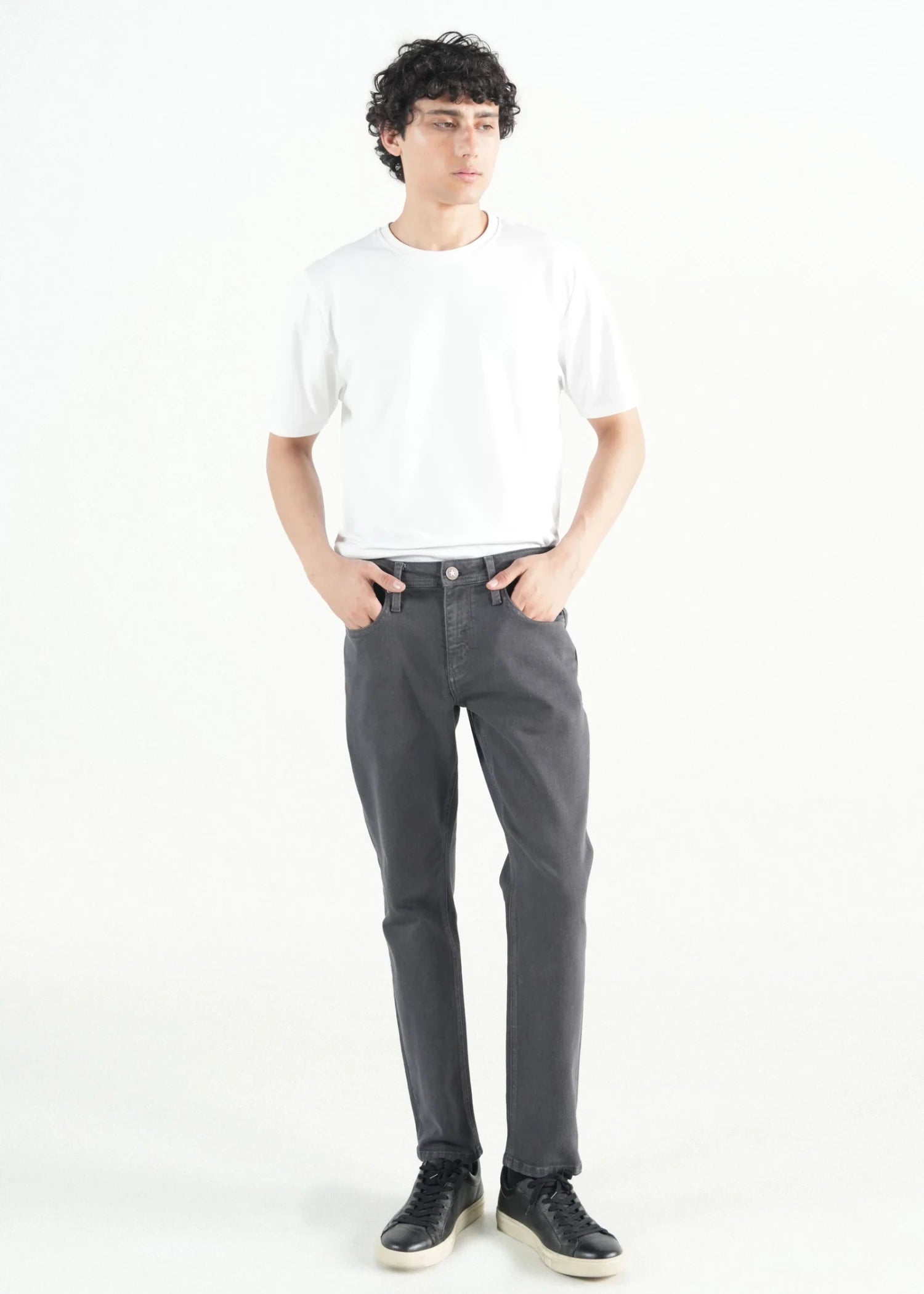 twill cotton Pants in Dark grey