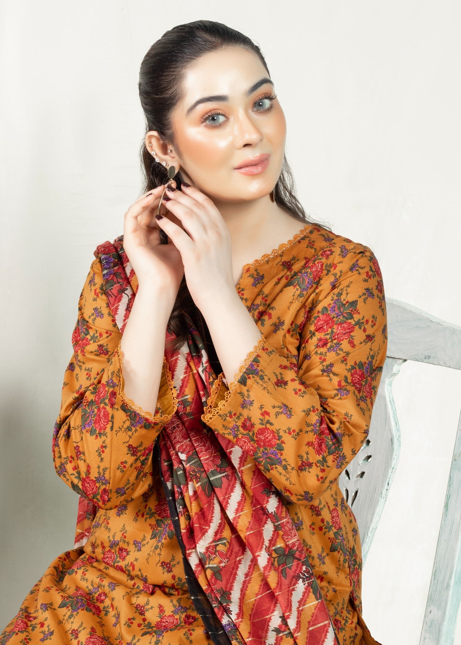 lawn Kurta Set in Goldenrod