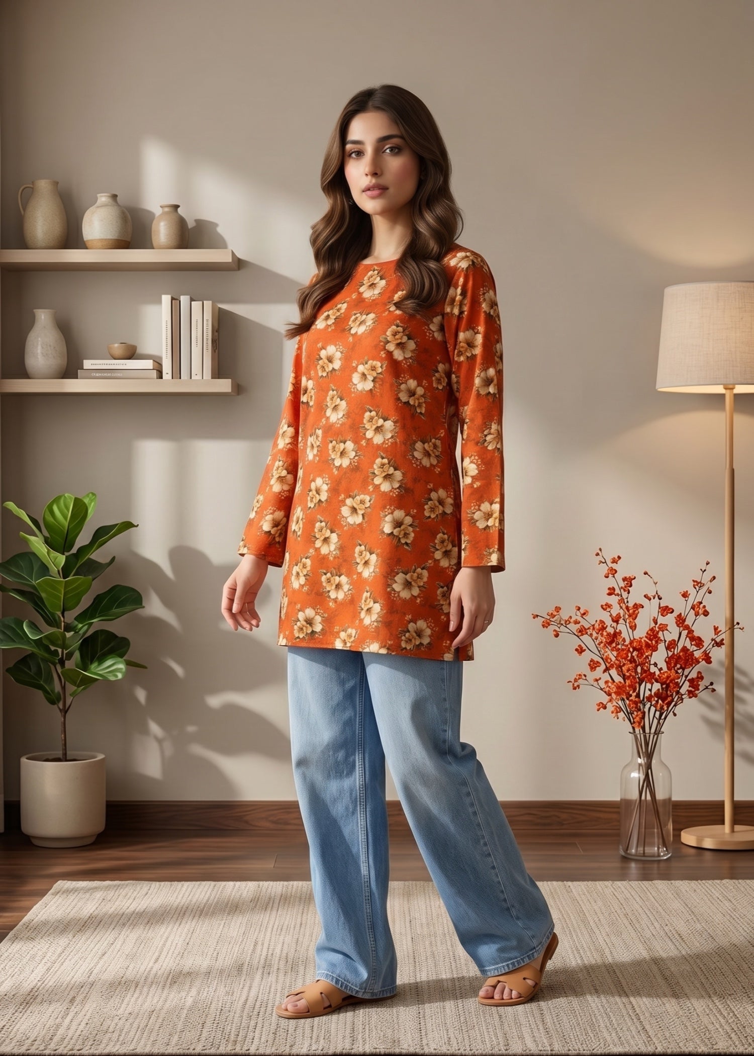 lawn cotton Kurti in Cardinal red