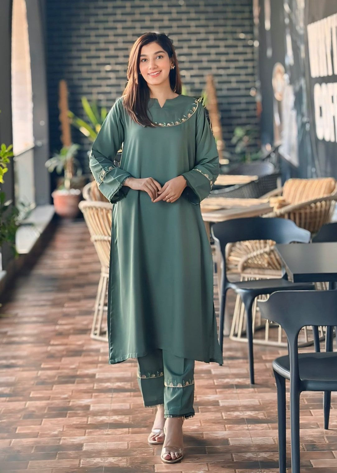 karandi Co Ord Sets in Sage green