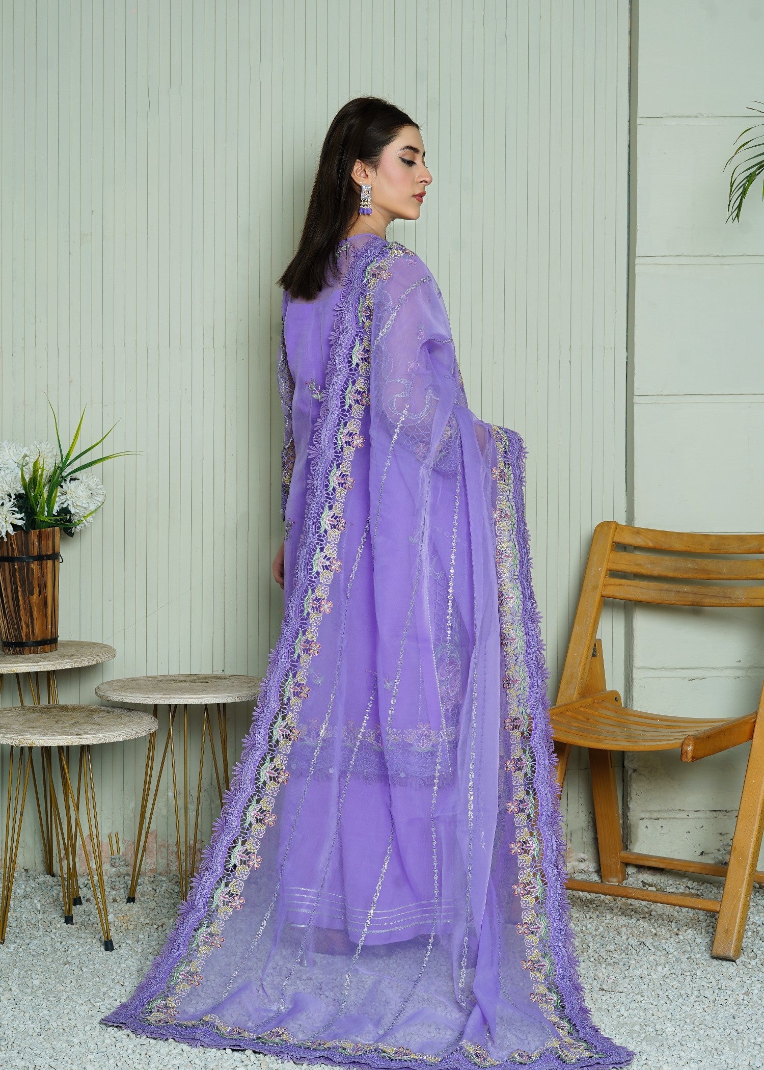 organza Kurta Set in Lupine