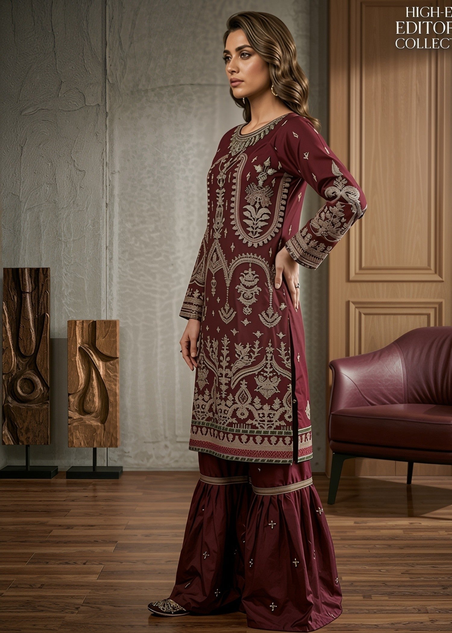 net Gharara in Maroon