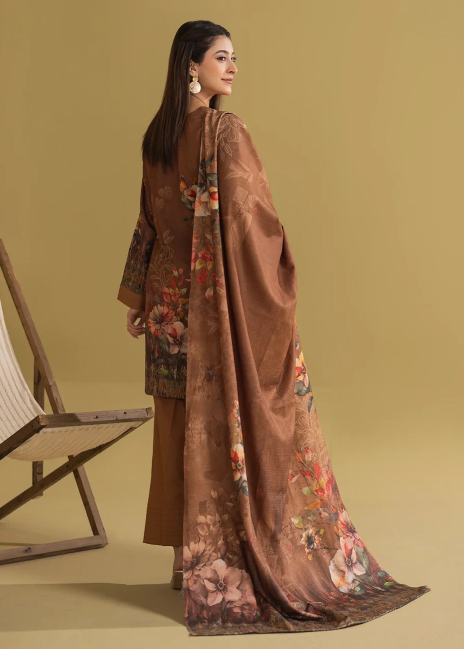dhanak Unstitched in Camel brown