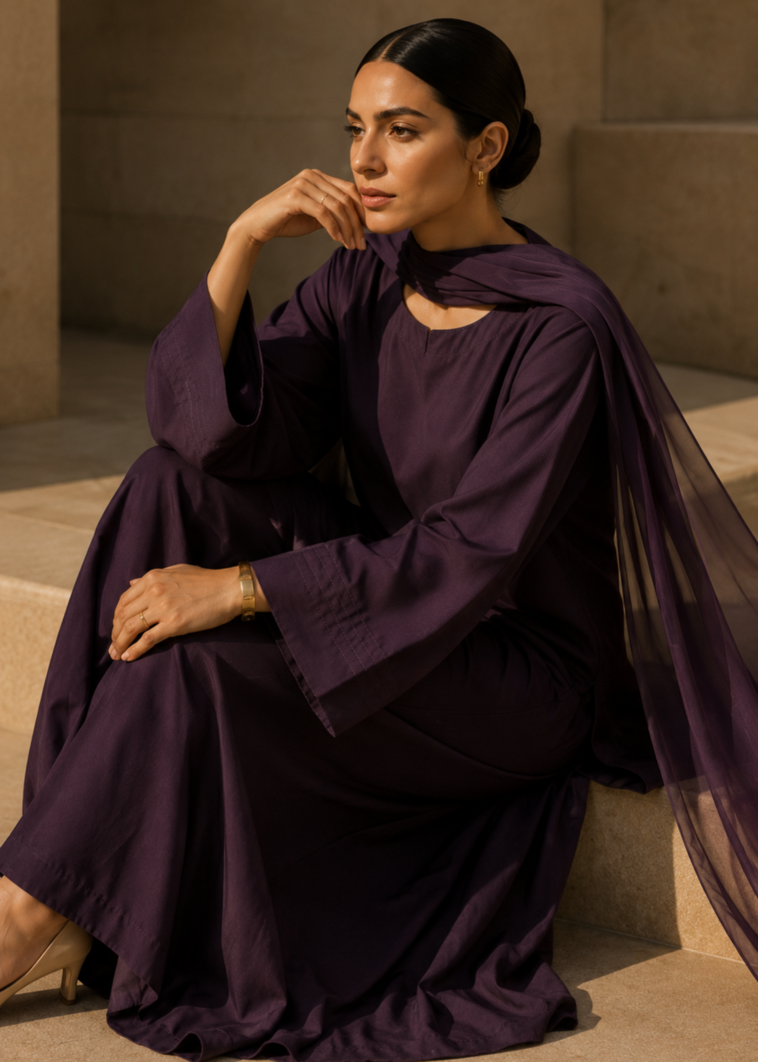 pure cotton Kurta Set in Plum