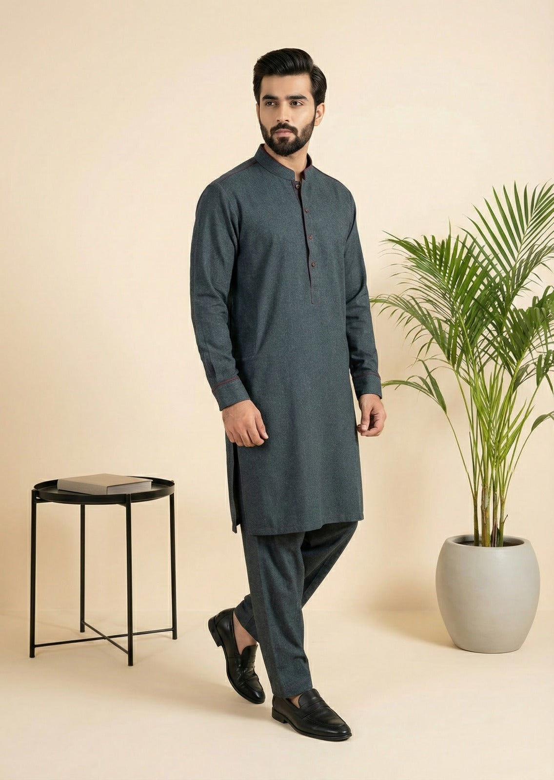 woolen karandi Shalwar Kameez in Pine green