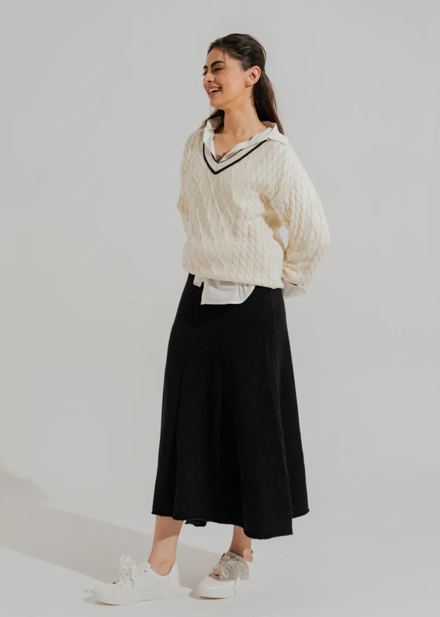 poly viscose Skirt in Black