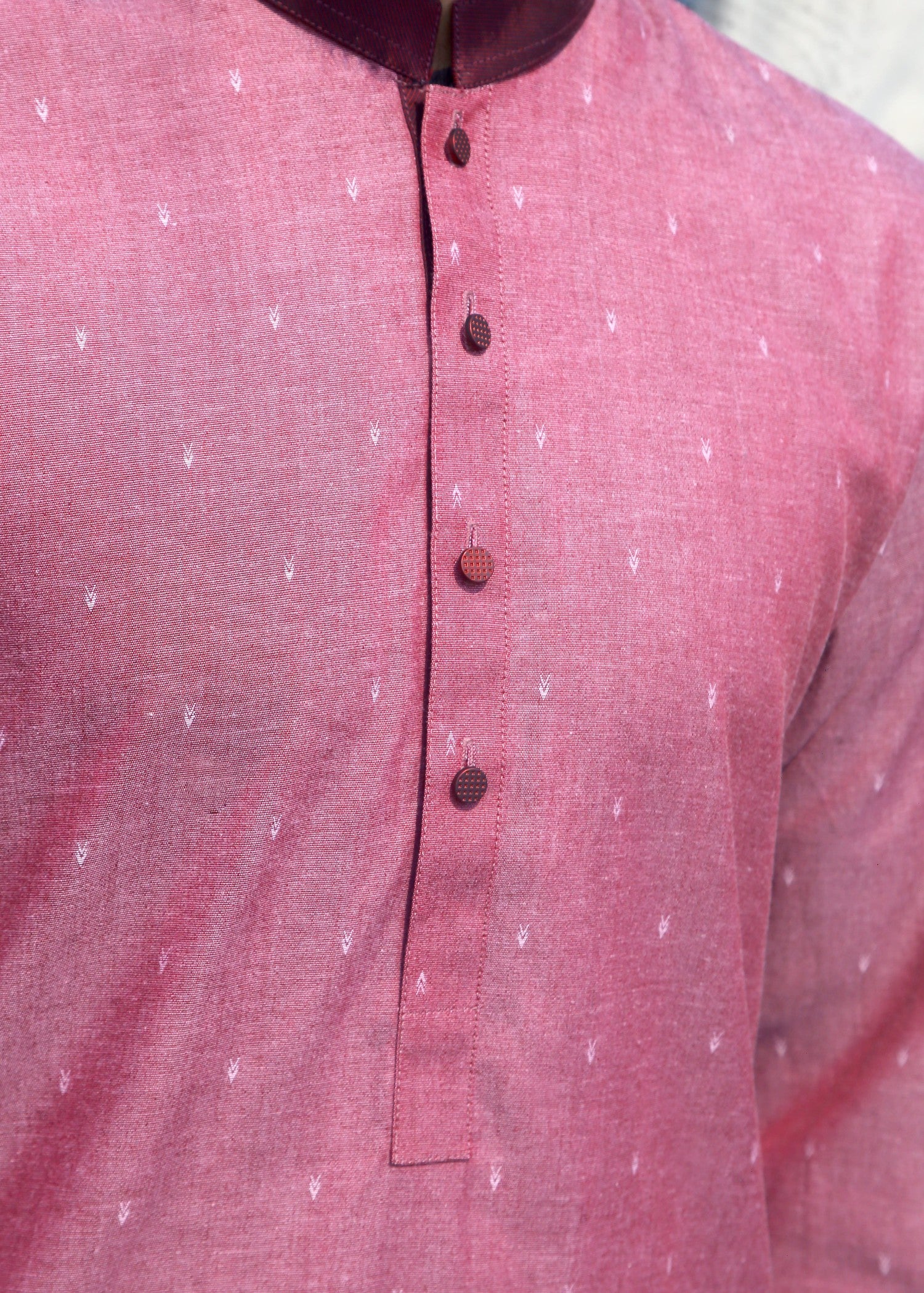cotton jacquard Kurta in Ruby red
