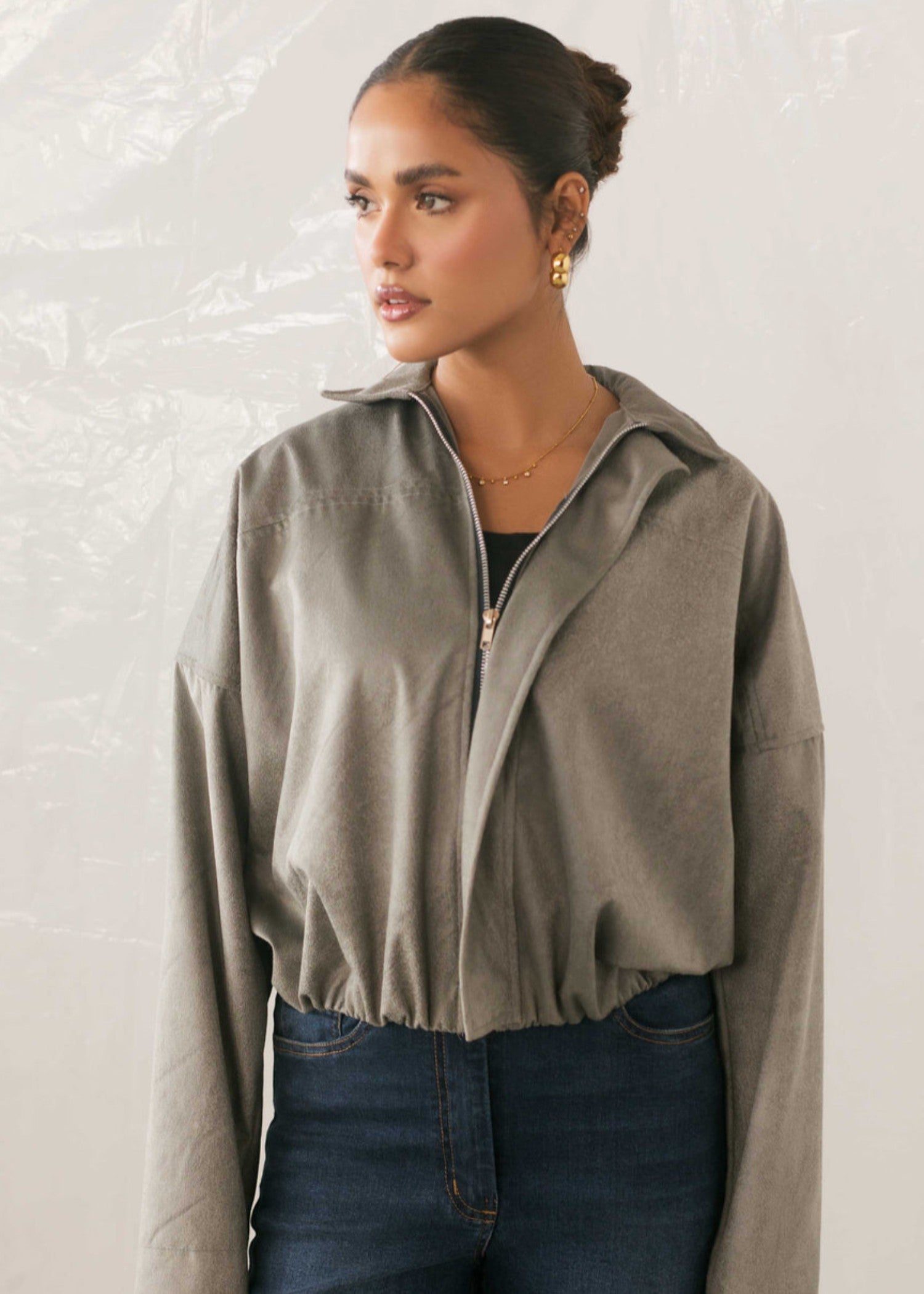 faux leather Jacket in Grey