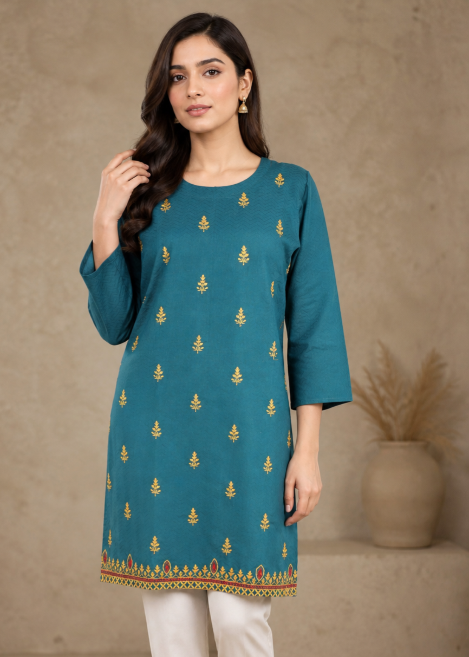 cotton Kurti in Bondi blue