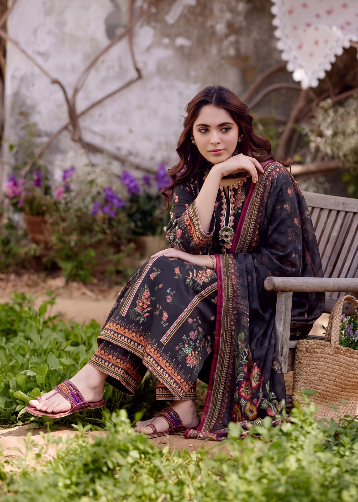 lawn Kurta Set in Twilight blue