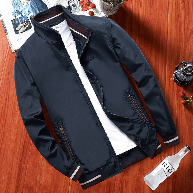 Thin Middle-Aged Men'S Autumn Coat Jacket Stand Collar Jacket