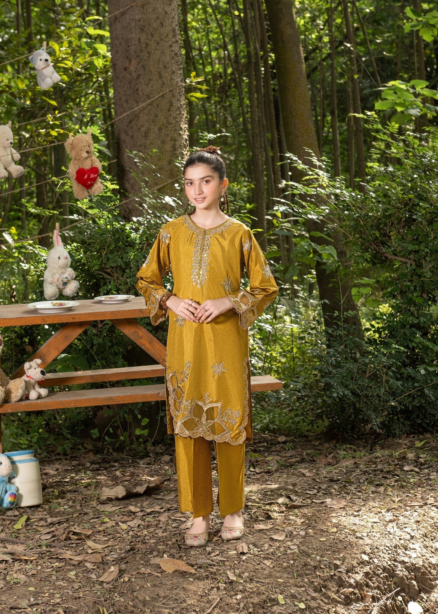 raw silk Kurta Set in Mustard