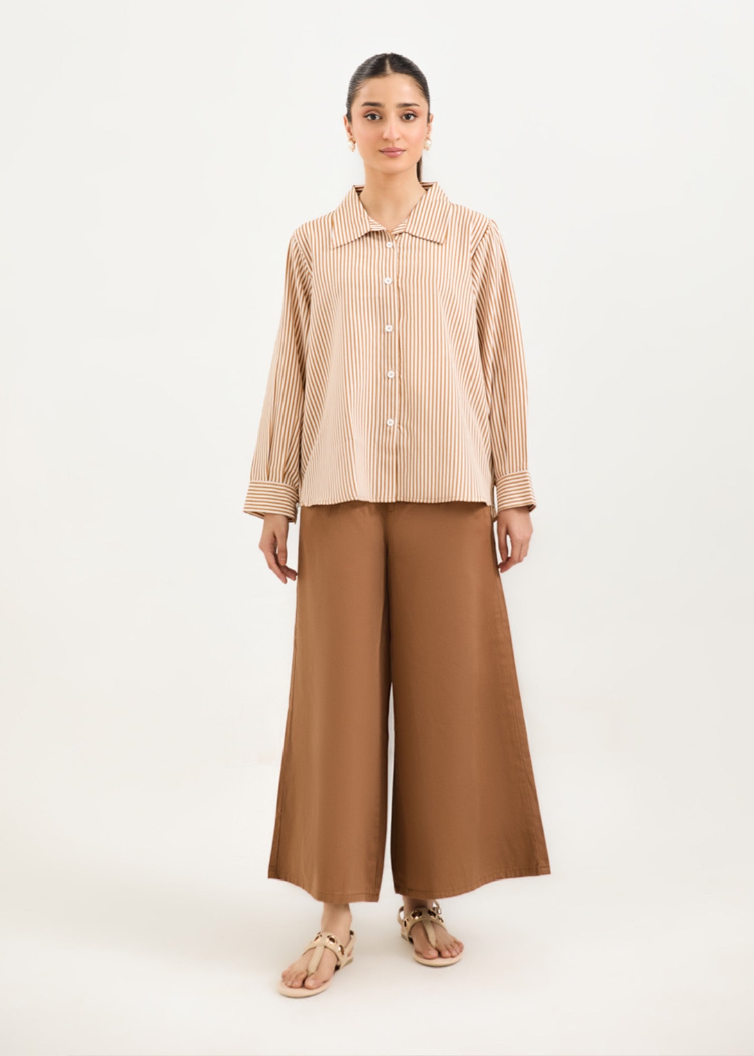polycotton Top in Sand brown