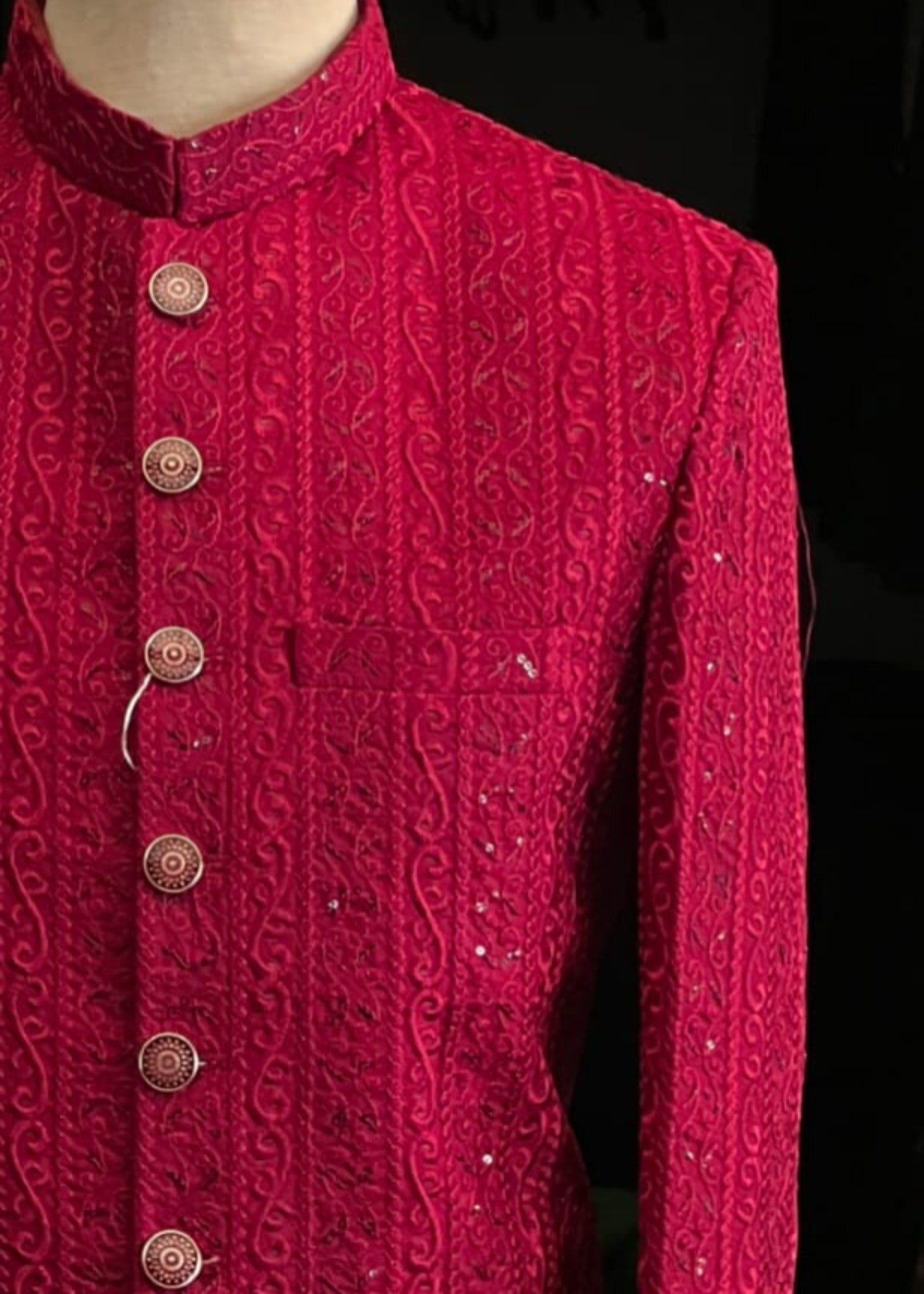 silk Sherwani in Red
