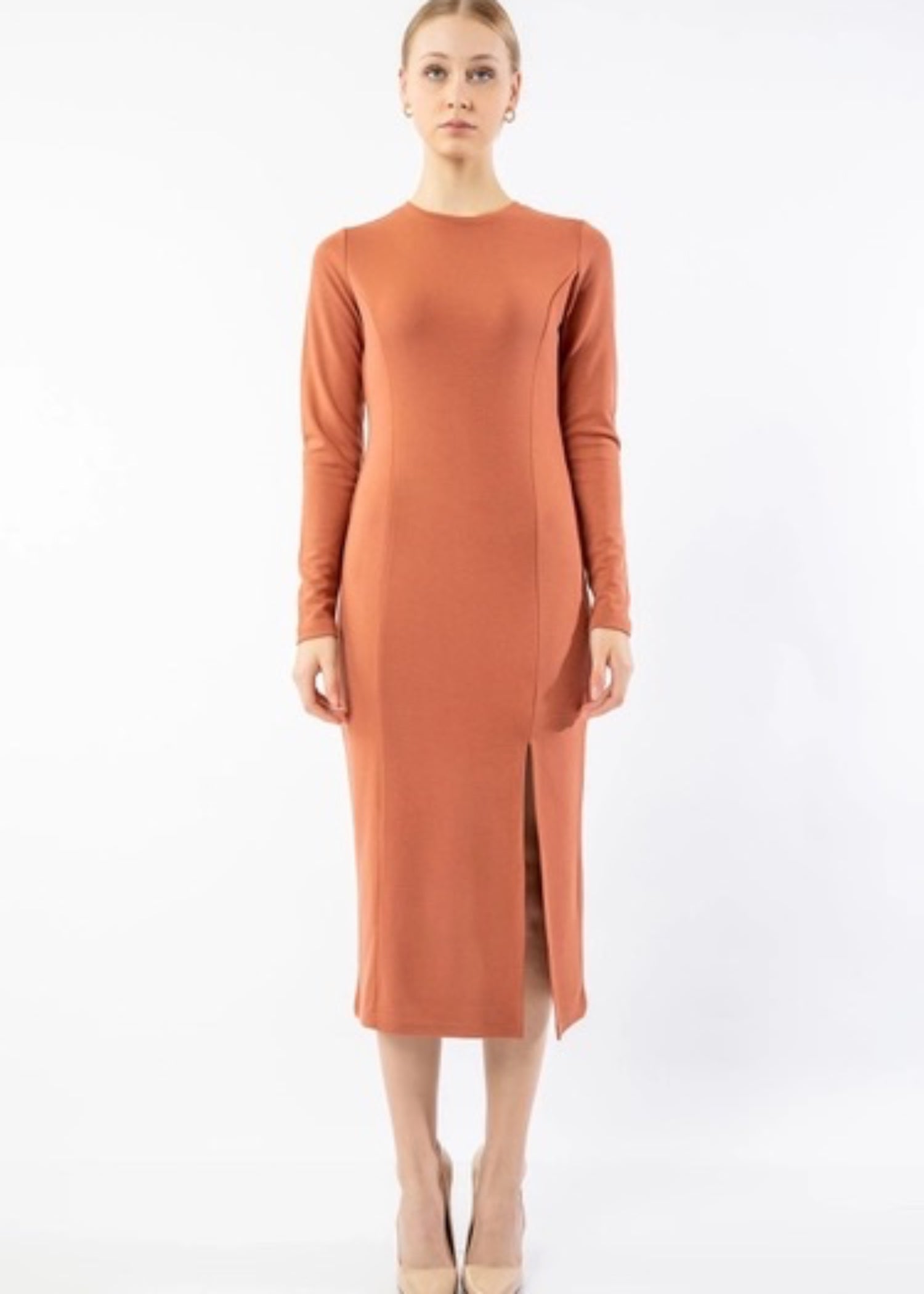 cotton jersey Dress in Sand brown